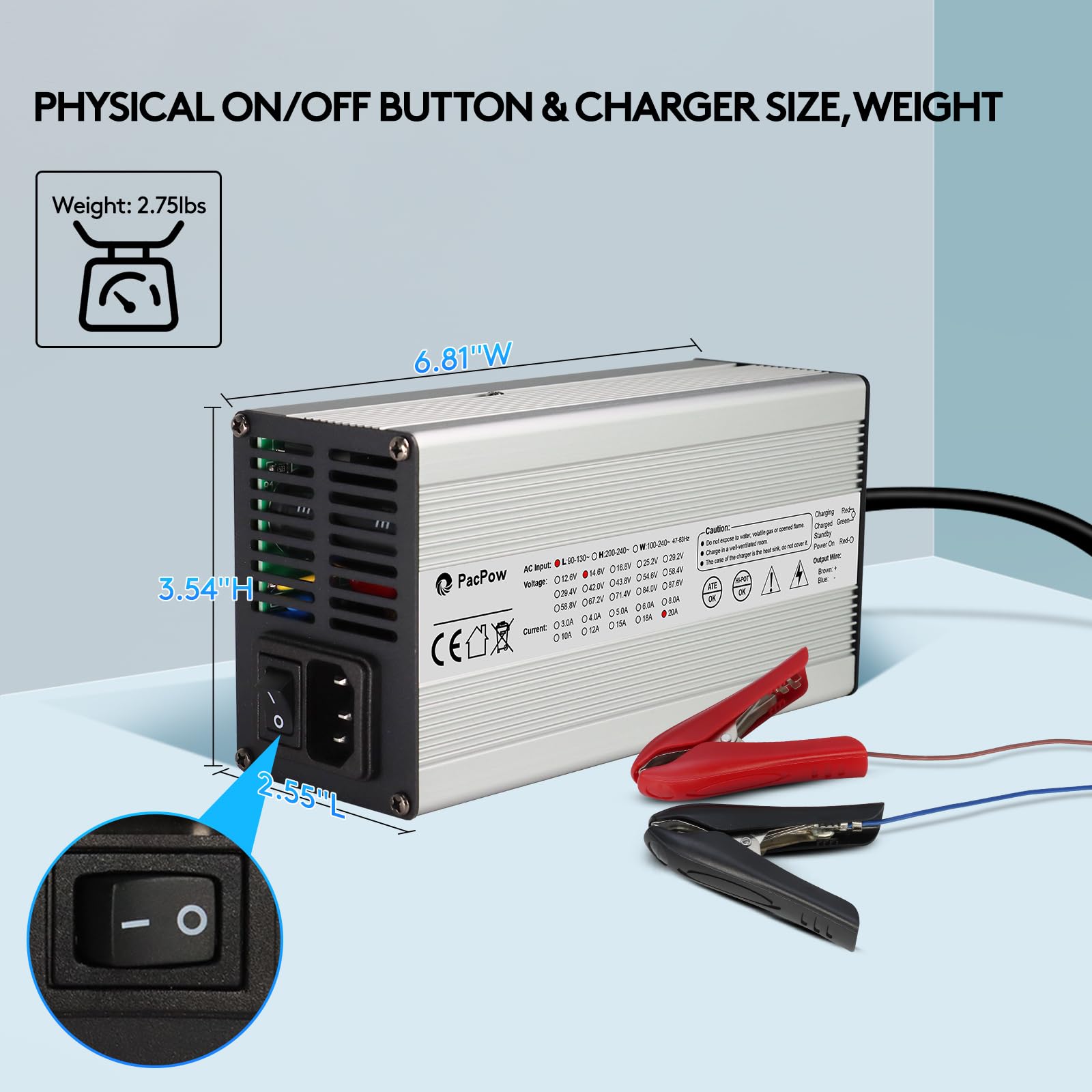 14.6V 20A LiFePO4 Lithium Battery Charger with Advanced Relay Protection - 12V/12.8V Lithium Iron Phosphate Battery Charger for RV, Marine, Solar & Deep Cycle Applications - Perfect for Boats, Campers & Off-Grid Power Systems