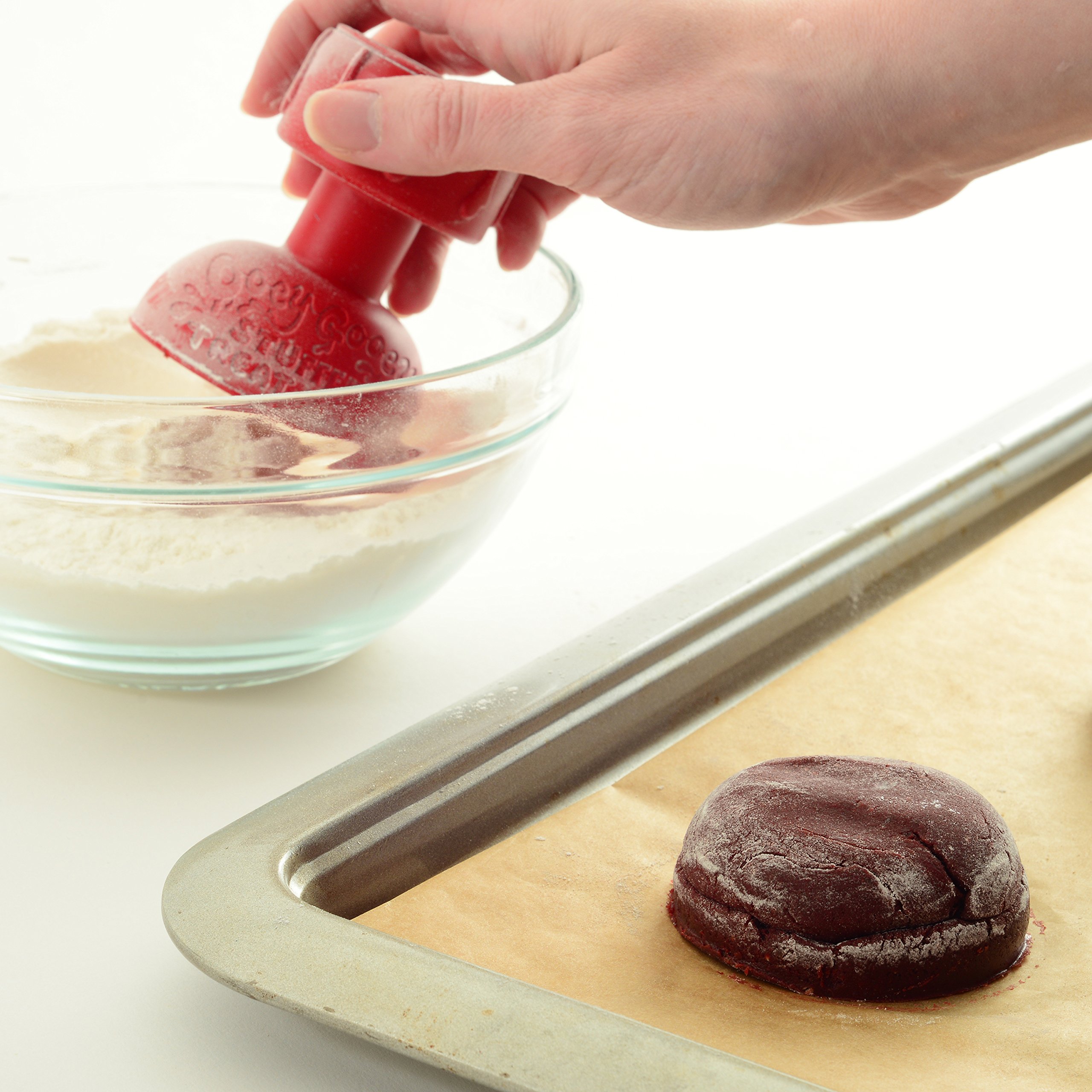 Norpro Ooey Gooey Stuffed Treat Maker Set of 2 - Red Non-Stick Dessert Press for Stuffed Cookies, Pancakes & Pastries - Perfect for Home Baking & Party Treats