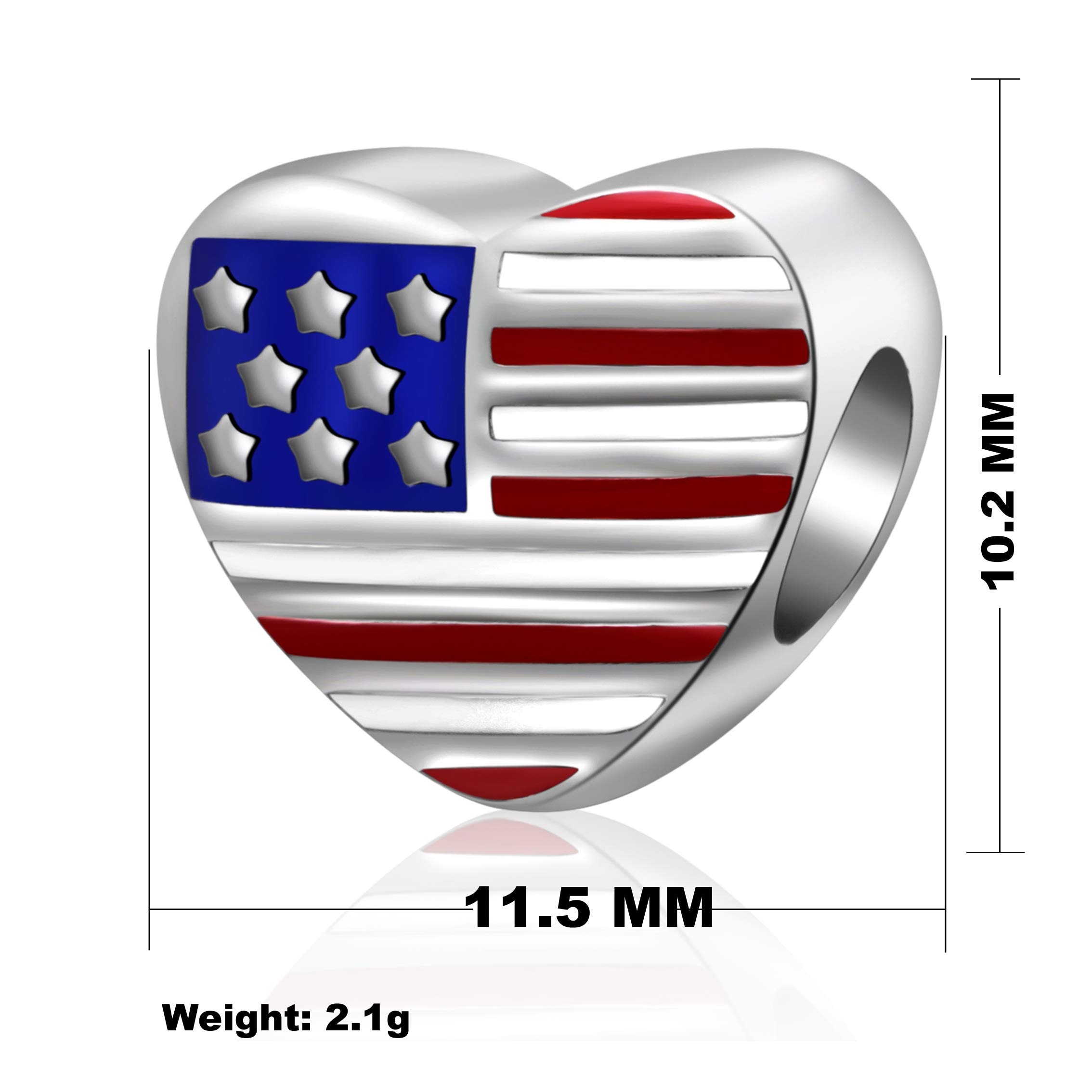 Hoobeads Patriotic USA Flag Charms - 925 Sterling Silver Enamel Beads for Travel Jewelry Making | Perfect for Bracelets, Necklaces & DIY Craft Projects