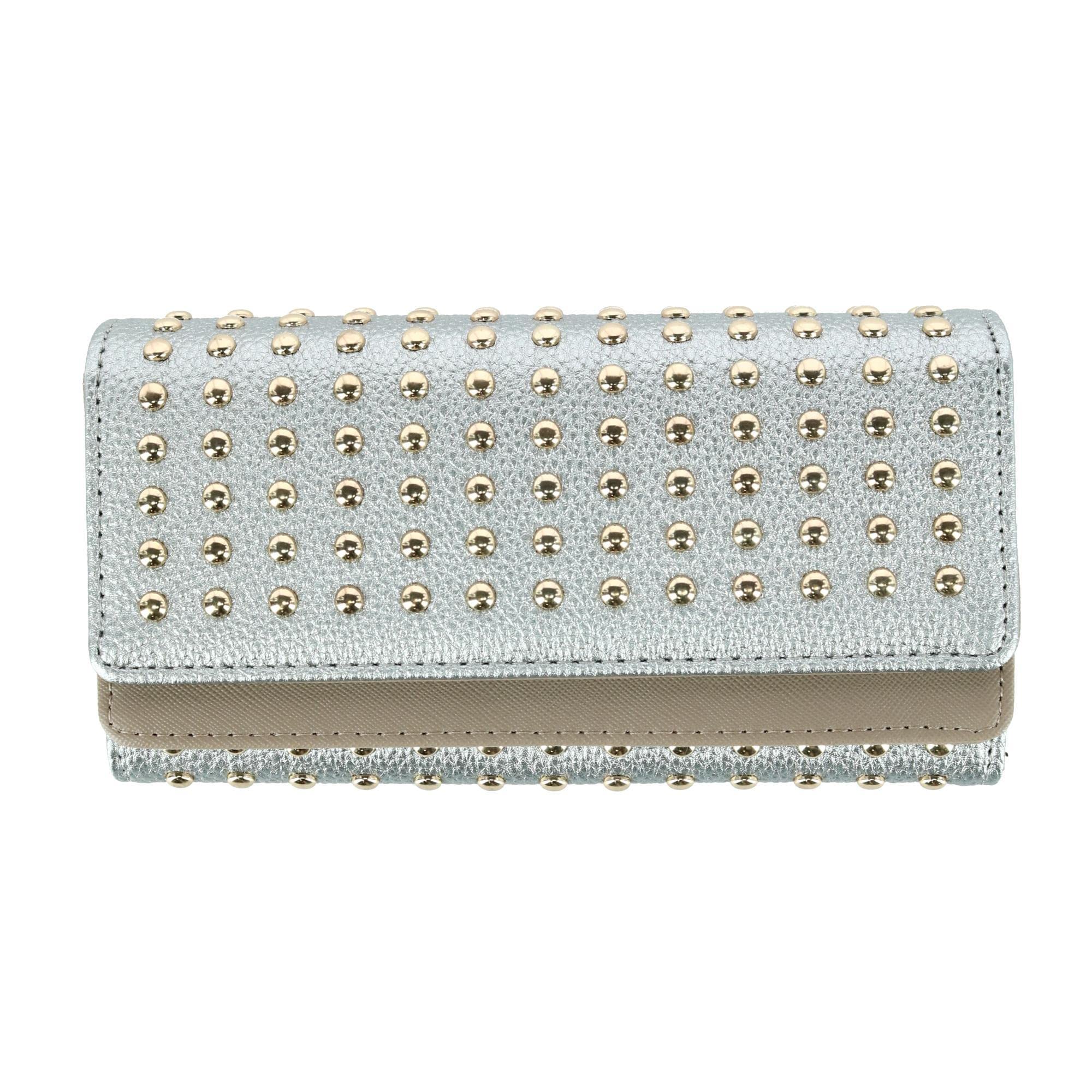 CTM® Women's Vegan Leather Studded Clutch Wallet - Stylish Crossbody Purse for Evening Parties, Weddings & Night Out (Black)
