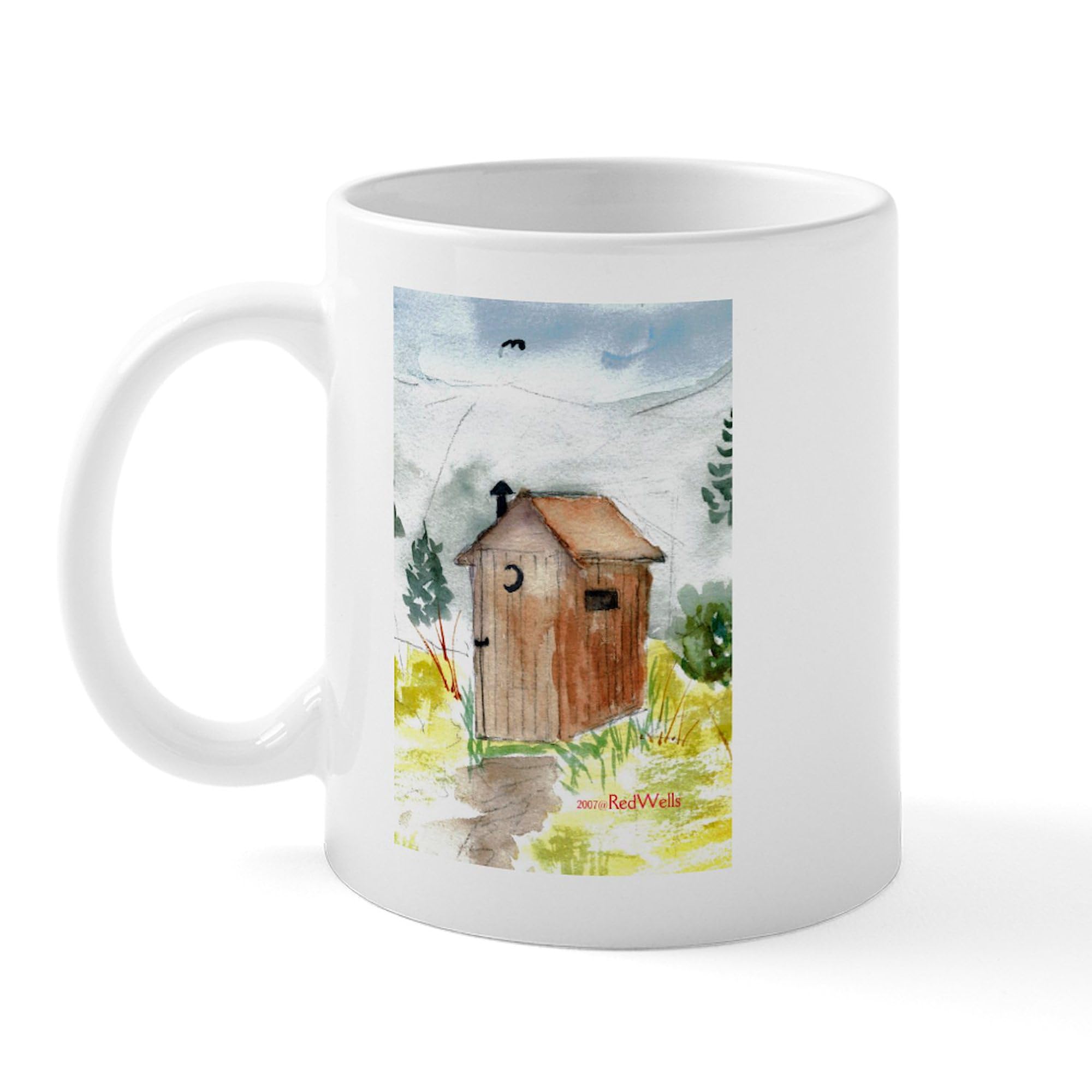 11 oz (325 ml) Ceramic Coffee Mug - Funny Outhouse Design by CafePress - Perfect for Camping, Gifts & Humor Lovers