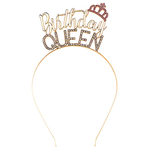Gold Birthday Crown for Women & Girls - Rhinestone Princess Tiara Headband Hair Accessories | Perfect for Birthday Parties, Quinceañeras, Pageants & Special Occasions