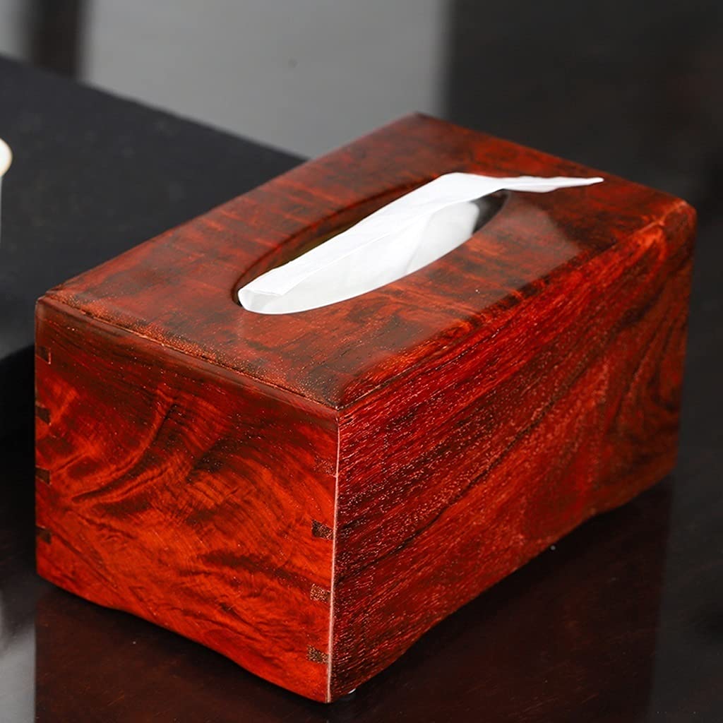 Handmade Red Sour Wood Tissue Box Holder - Rectangular Napkin Dispenser Organizer for Bedroom, Office, Bathroom & Kitchen | Home Decor Gift for Housewarming, Wedding & Holiday