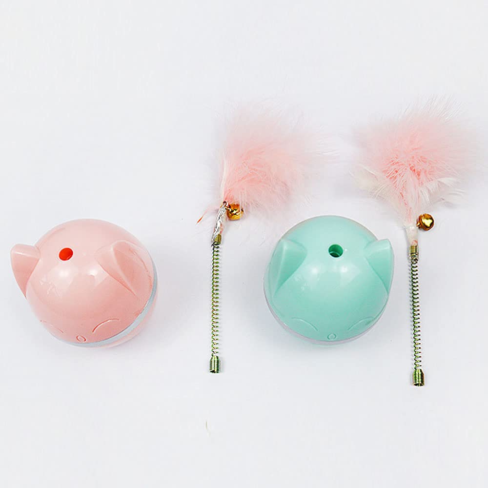 Durable Cat Toys Set - Interactive Tumbler Teaser Ball & Feather Wand for Boredom Relief - Bite-Resistant Cat Toys for Indoor Play, Exercise & Bonding with Your Pet