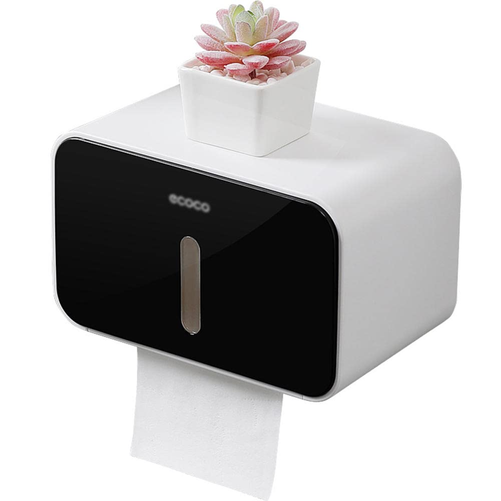 TOYOREY Waterproof Punch-Free Toilet Paper Holder with Storage - Bathroom Tissue Box & Roll Organizer for Home, RV, Office | Durable Paper Tube Dispenser