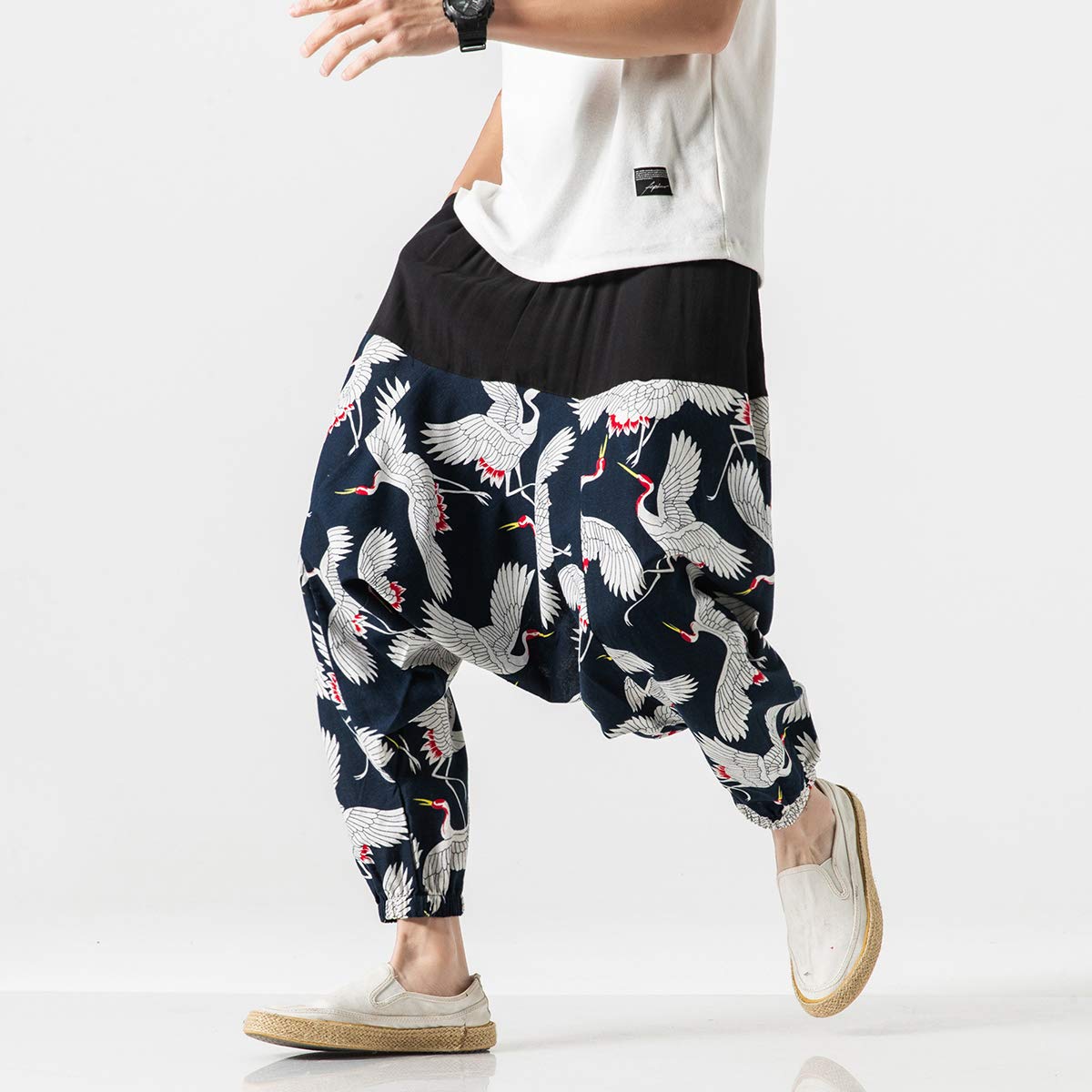 Seidarise Men's Harem Pants - Drop Crotch Lounge Pants, Plus Size Genie Yoga Joggers for Men - Comfortable Balloon Pants for Meditation, Yoga, and Casual Wear