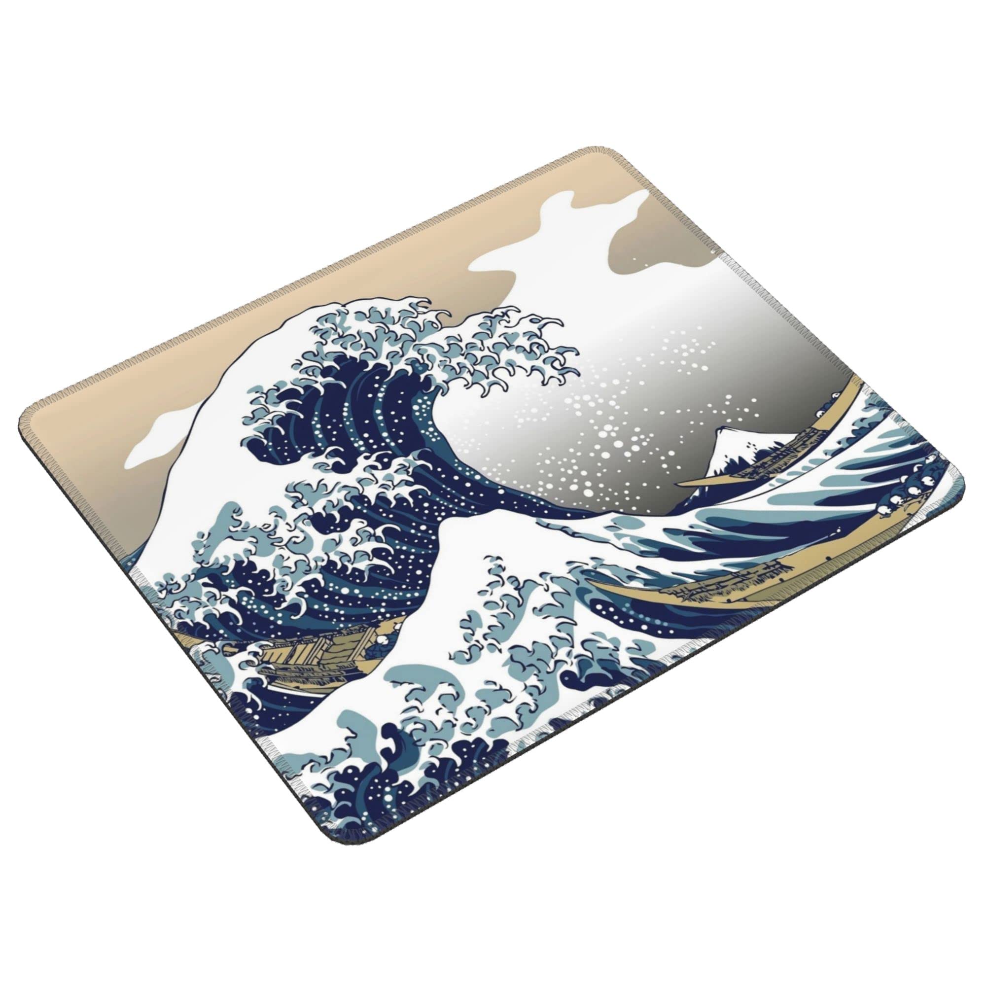 Premium Non-Slip Rubber Base Mouse Pad with Sea Wave Design - 9.5