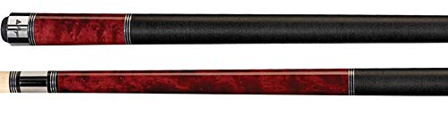 Players C-960 Classic Crimson Birds-Eye Maple Pool Cue with Triple Silver Rings - 21oz Weight - Perfect for Professional Billiards & Home Game Rooms