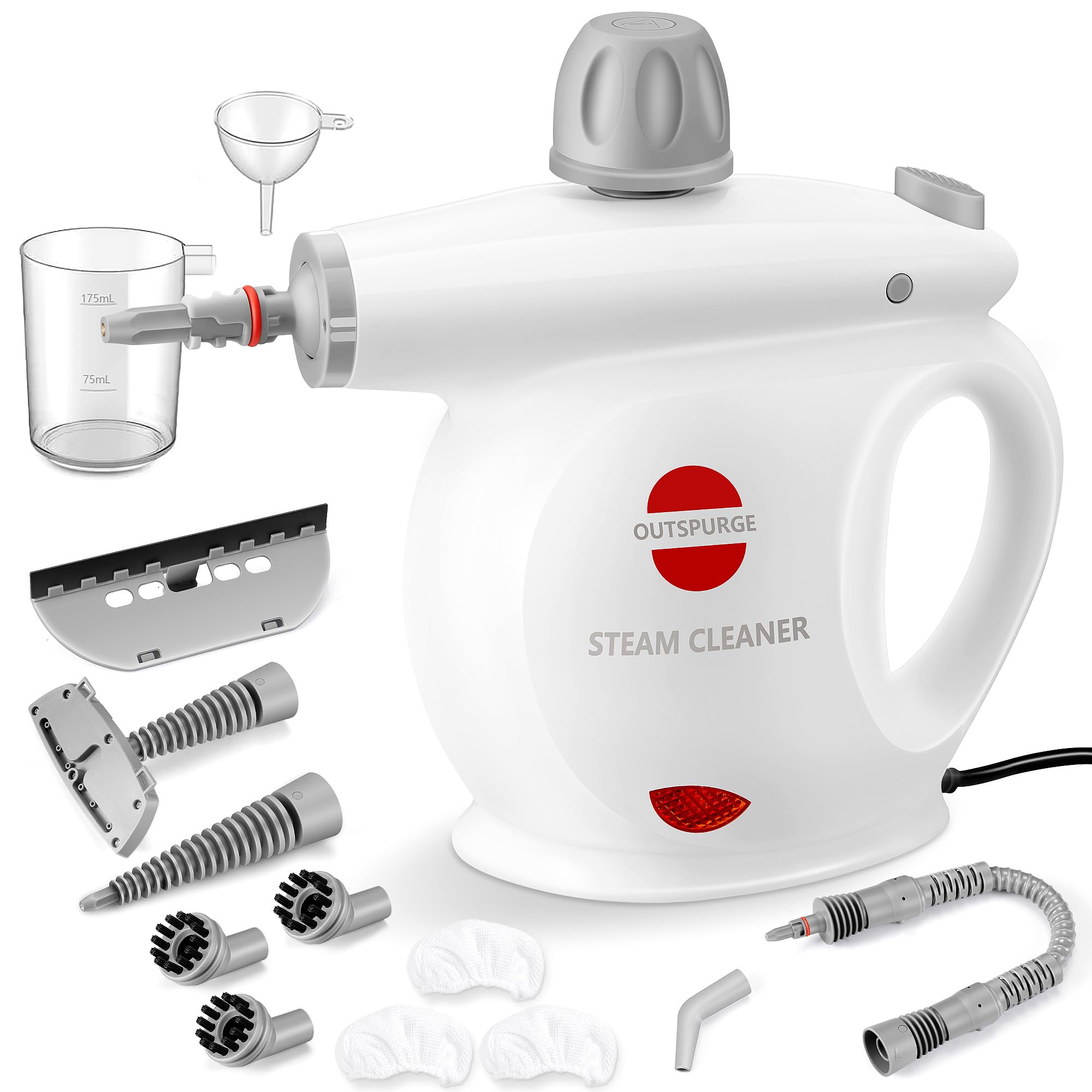 **Multi-Surface Handheld Steam Cleaner with 13 Accessories – Powerful Pressurized Steam Shot for Floors, Upholstery, Grout, Windows, Couches & Cars – Safe & Easy Cleaning with Safety Lock (White) – Perfect for Home, Office & Auto Detailing**
