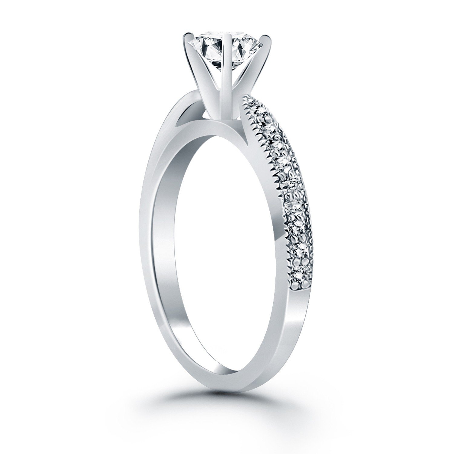 14K White Gold Diamond Pave Cathedral Engagement Ring for Women - Elegant Wedding Band, Bridal Jewelry Gift for Her - Perfect for Proposals, Anniversaries & Special Occasions