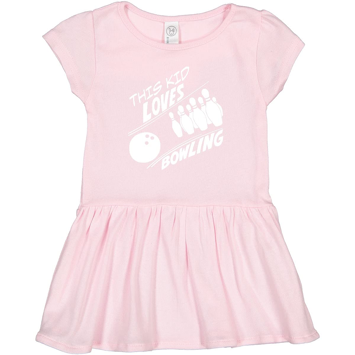 Inktastic This Kid Loves Bowling Toddler Dress - Cute Bowling Themed Outfit for Baby Girls & Toddlers - Perfect for Birthday Parties, Family Gatherings & Bowling Alley Fun