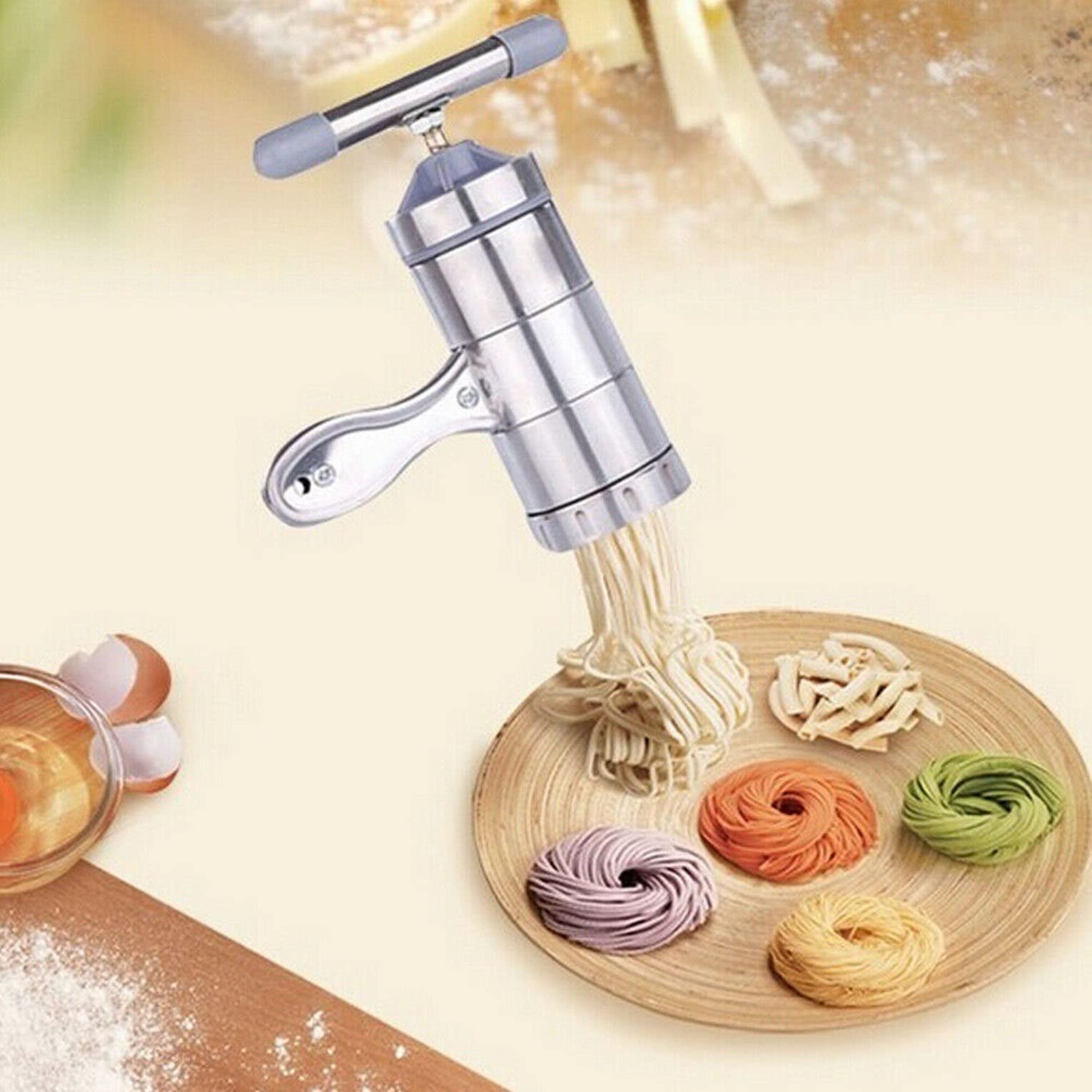 Stainless Steel Noodle Maker & Fruit Juicer Press - Pasta Machine for Homemade Spaghetti, Ramen, and Fresh Juice - Perfect for Kitchen, Restaurant, and Home Cooking