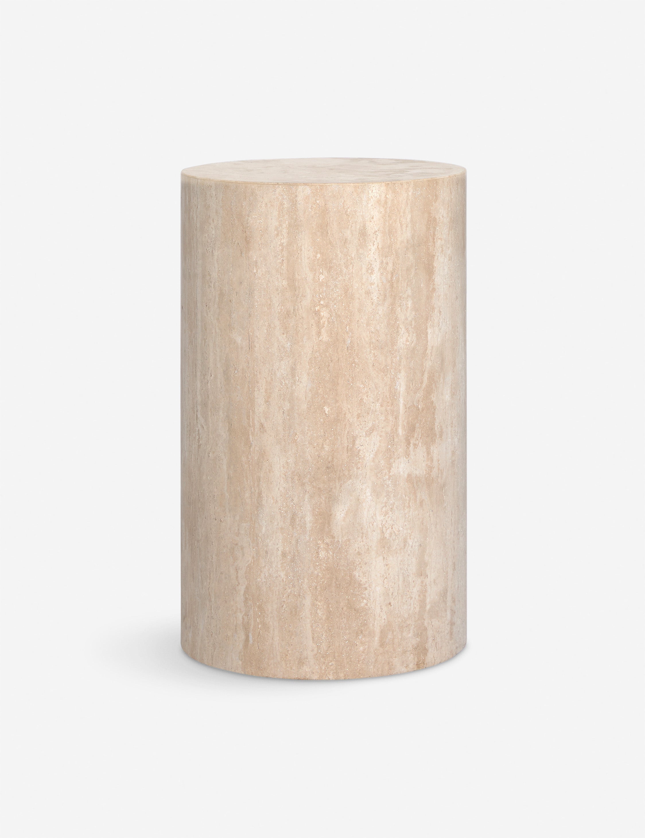 Mars Travertine Round Side Table - Natural Stone Accent Table for Living Room, Bedroom, or Patio - Stylish & Durable Home Decor