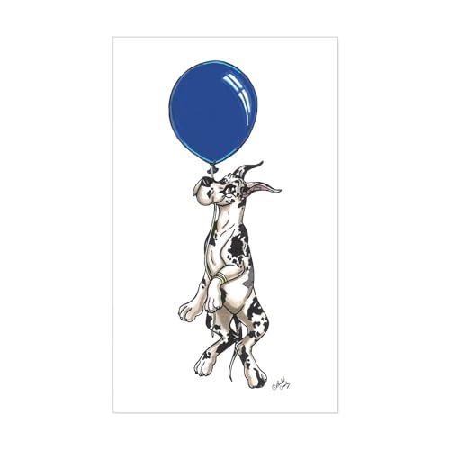 White - Harlequin Great Dane Balloon Rectangle Sticker