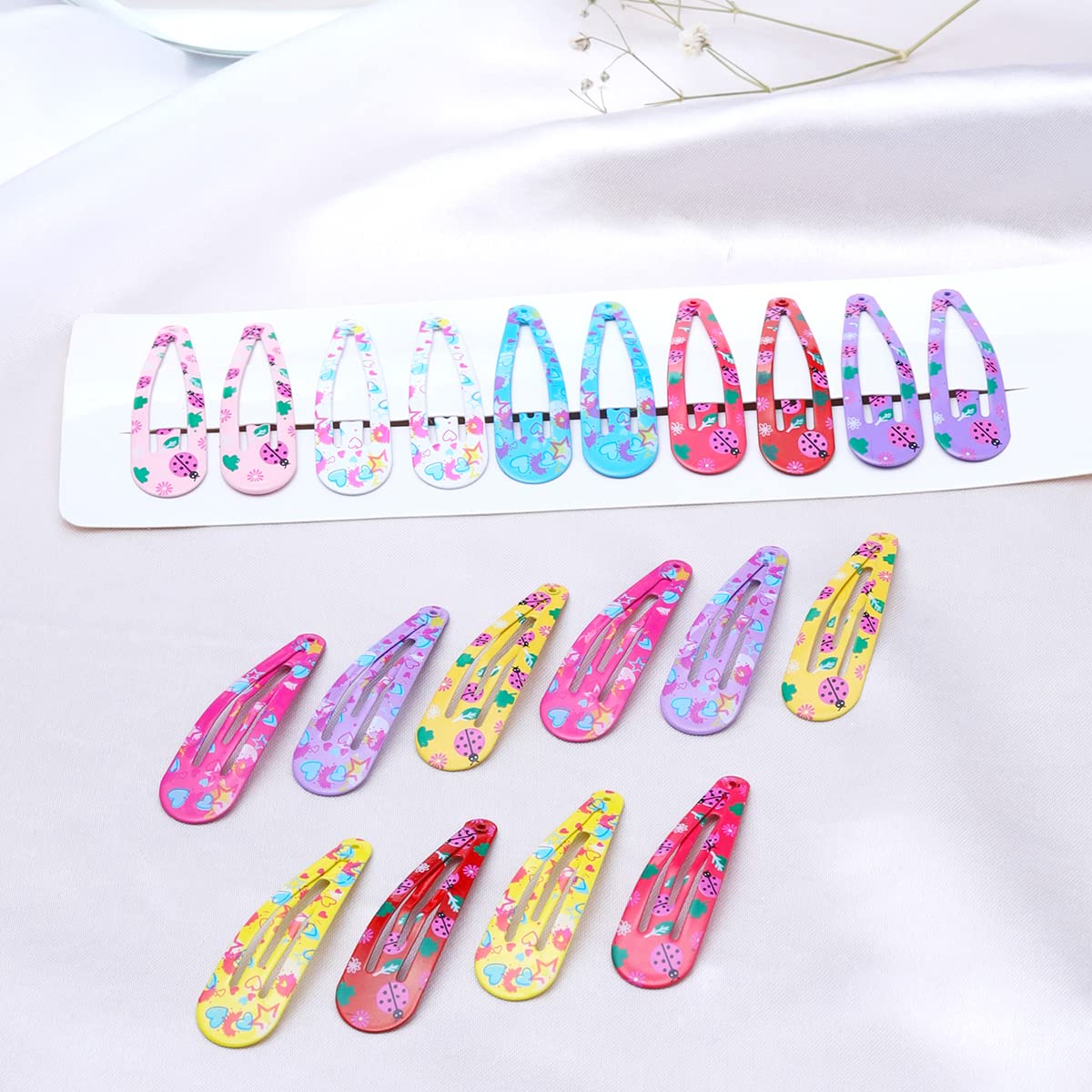 Melbees by Yellow Chimes 20-Piece Girls Hair Clips Set - Colorful Snap Clips & Tic Tac Hair Pins for Kids - Cute Hair Accessories for School, Parties & Everyday Wear