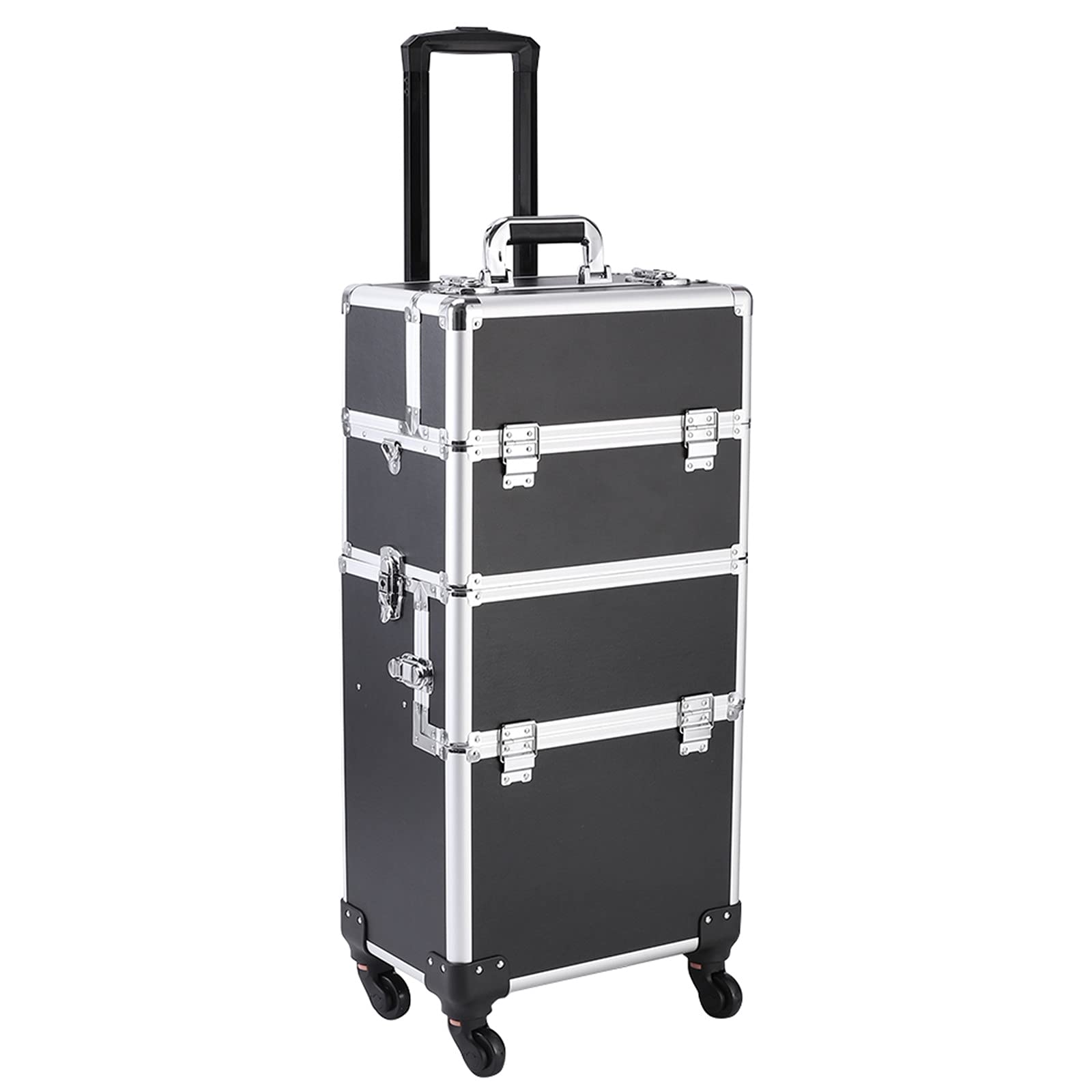 Trlec 3-in-1 Aluminum Cosmetic Makeup Case & Tattoo Organizer Box - Black | Portable Storage for Makeup Brushes, Tattoo Supplies & Jewelry | Perfect for Travel, Salon & Professional Artists