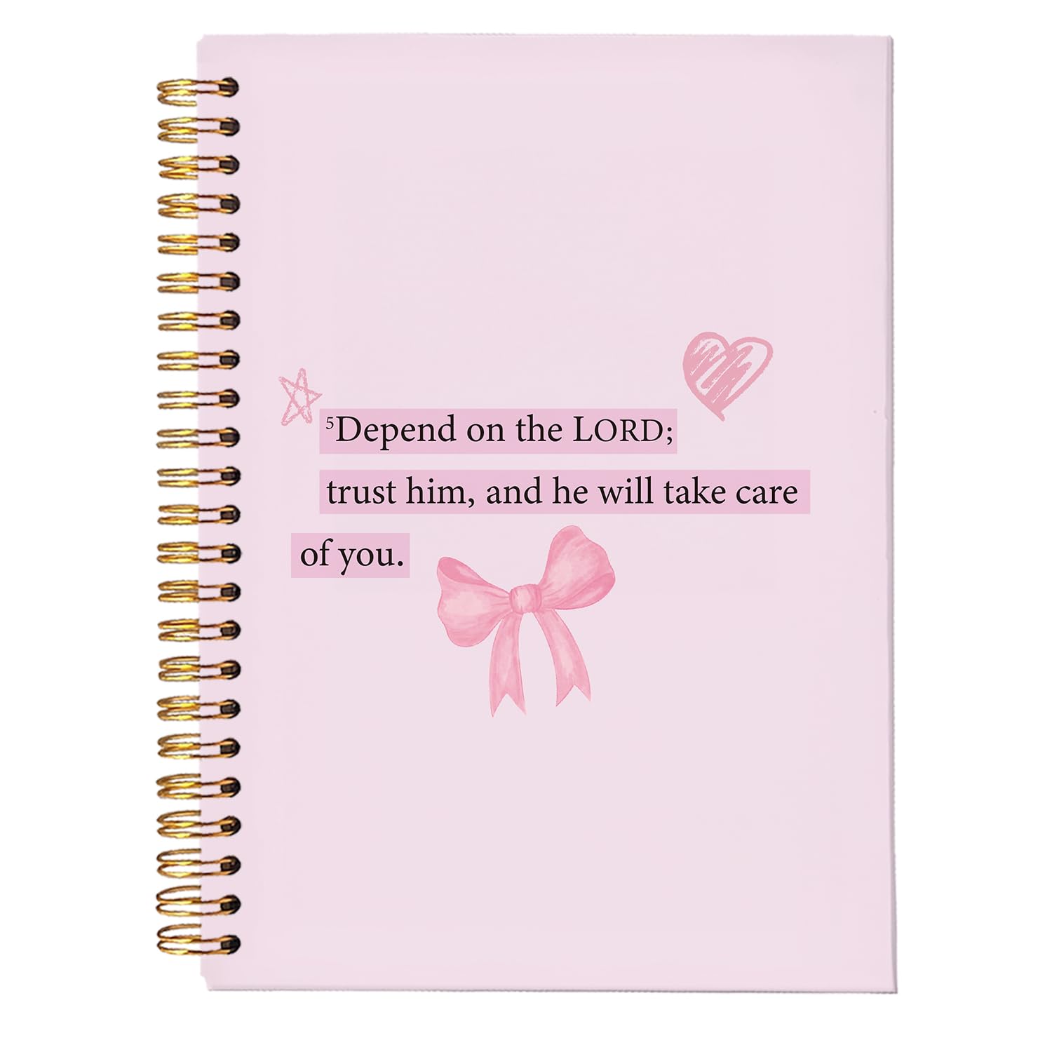 Coquette Pink Bow Christian Notebook - Depend on the Lord Bible Journal for Women, 5.5x8.3 Inch | Perfect for Church Notes, Scripture Study & Daily Devotional Writing
