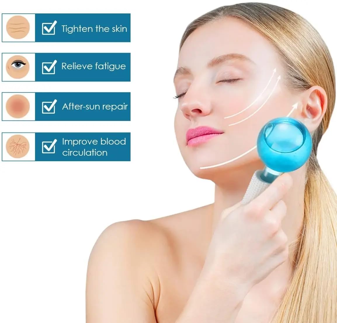 Ice Globes Facial Roller for Face & Eye Neck Circle - 2 Pack Cold Crystal Glass Ball Skin Massagers for Redness Soothing, Wrinkle Removal & Beauty Care | Perfect for Morning Routine, Spa Day & Post-Workout Recovery