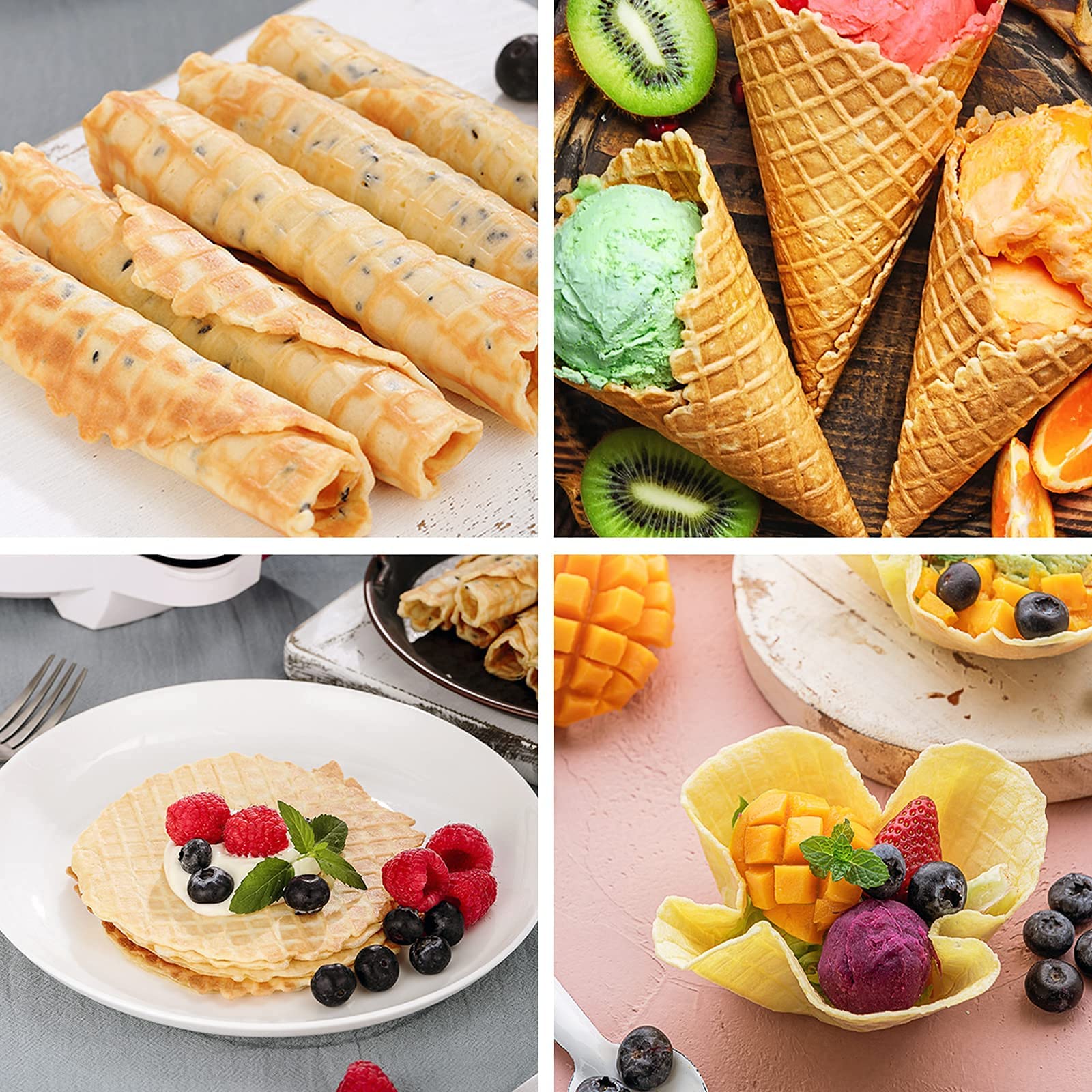 Dyna-Living Commercial Waffle Cone Maker Machine - 6.7/8.6 Inch Egg Roll Mold for Homemade Ice Cream Cones, Perfect for Bakeries, Ice Cream Shops & Home Use