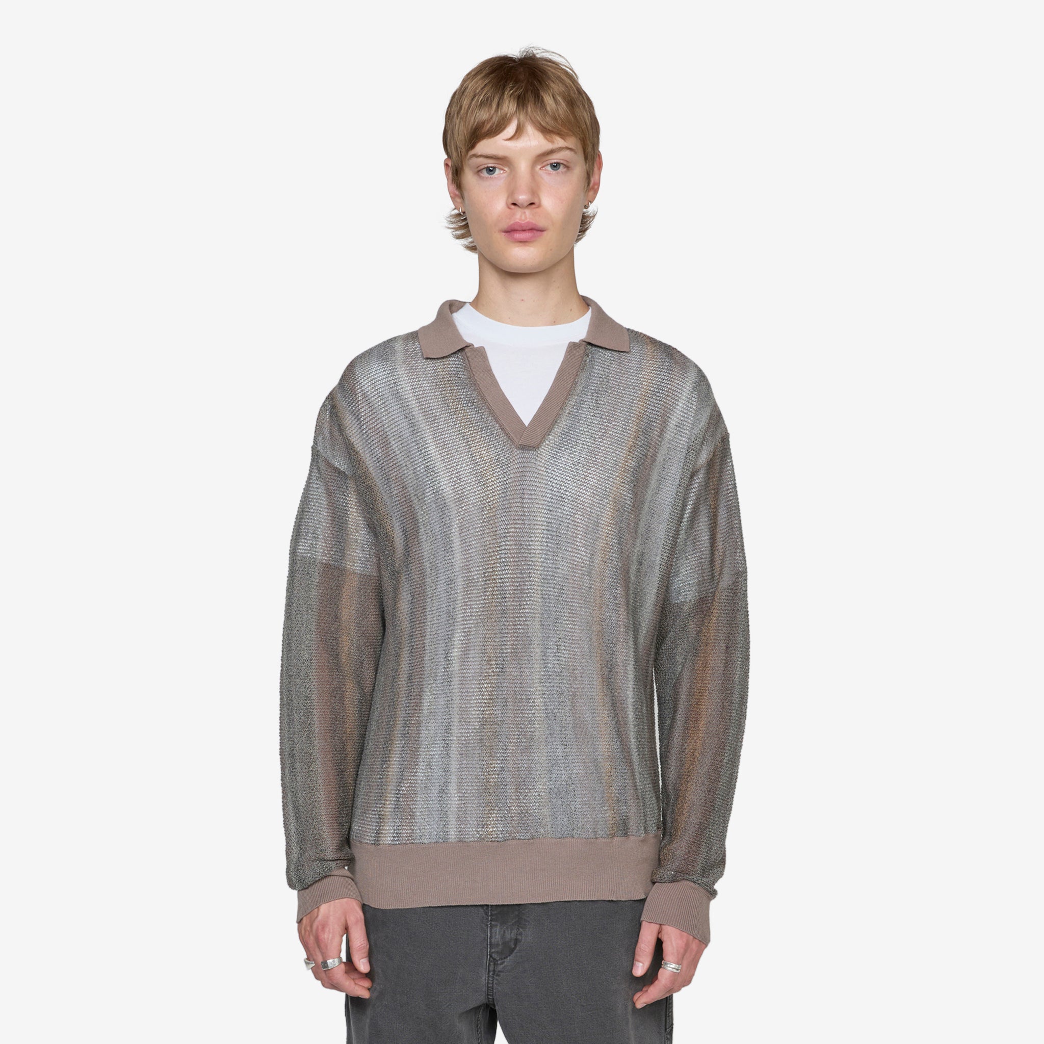 Nokomis Mesh Knit Grey Sweater - Women's Lightweight Pullover for Casual Wear & Layering | Perfect for Office, Outings & Fall Fashion