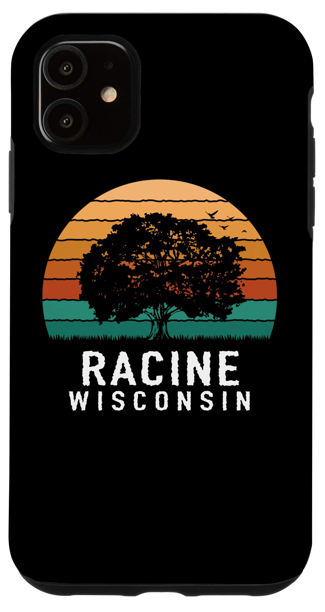 Vintage Wisconsin Souvenir iPhone 11 Case - Racine Sunset Design - Durable Protective Phone Cover for Travel, Gifts & Everyday Use