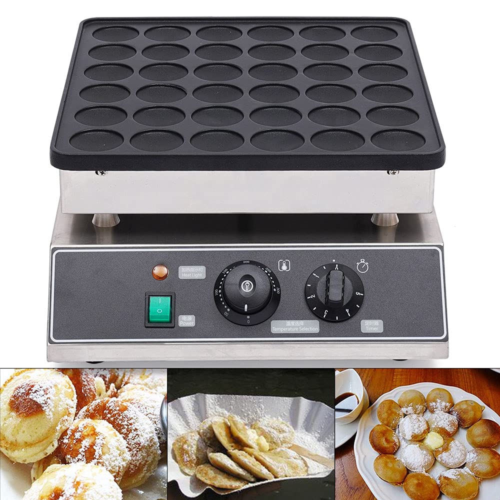 Mini Dutch Pancake Maker - Commercial Electric Nonstick 36Pcs 1.9 Inch Poffertjes Machine, Stainless Steel Pancake Baker for Restaurants, Cafes & Shops - Perfect for Breakfast, Brunch & Dessert Buffets