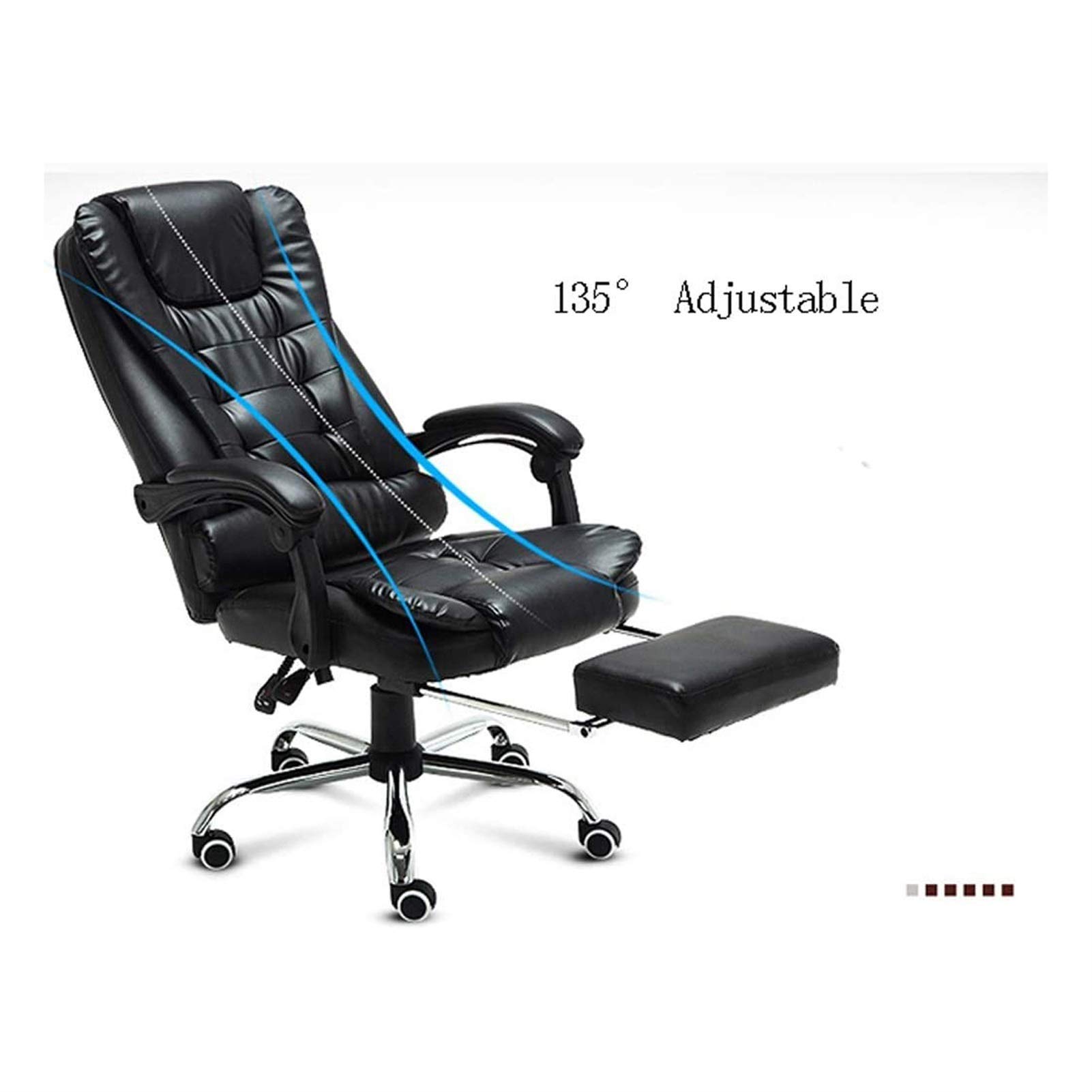 Ergonomic Office Chair - Black Leather Executive Reclining Boss Chair with Manual Recline, Swivel & Wheels for Adults - Perfect for Home Office, Corporate Workspace & Gaming Setup
