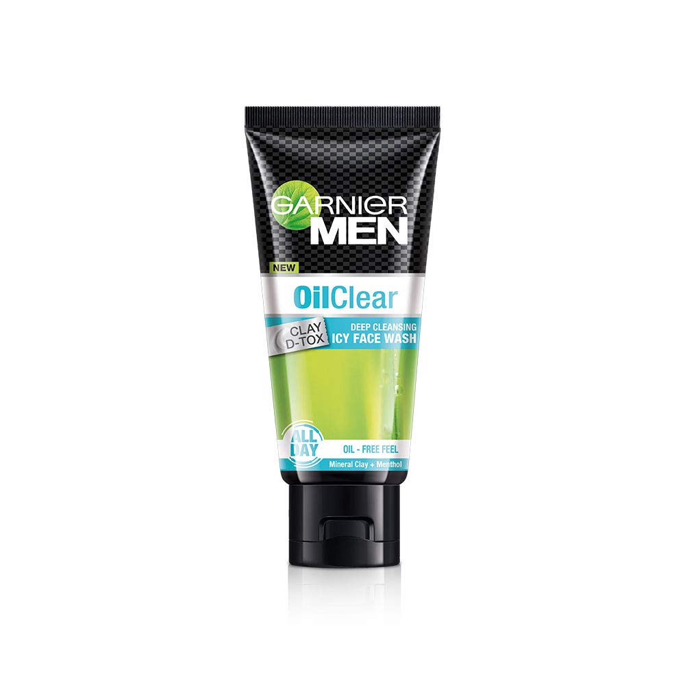 Garnier Men Oil Clear Clay D-Tox Deep Cleansing Icy Face Wash 50g - Oil Control & Pore Minimizing for Acne-Prone Skin - Perfect for Morning & Night Skincare Routine