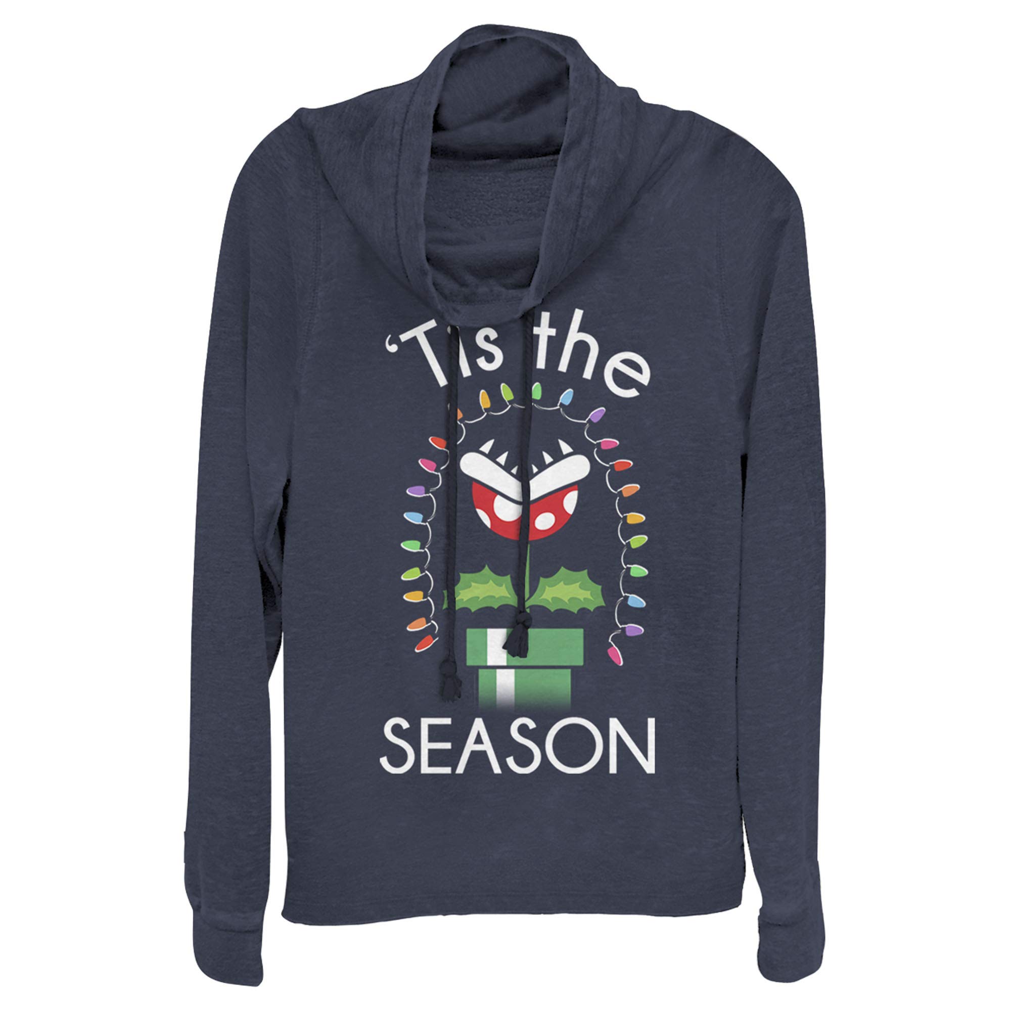 Junior's Nintendo Christmas Mario Piranha Plant Hoodie - Cozy Pullover Sweatshirt for Gaming Fans | Perfect for Holiday Gifts & Gaming Parties