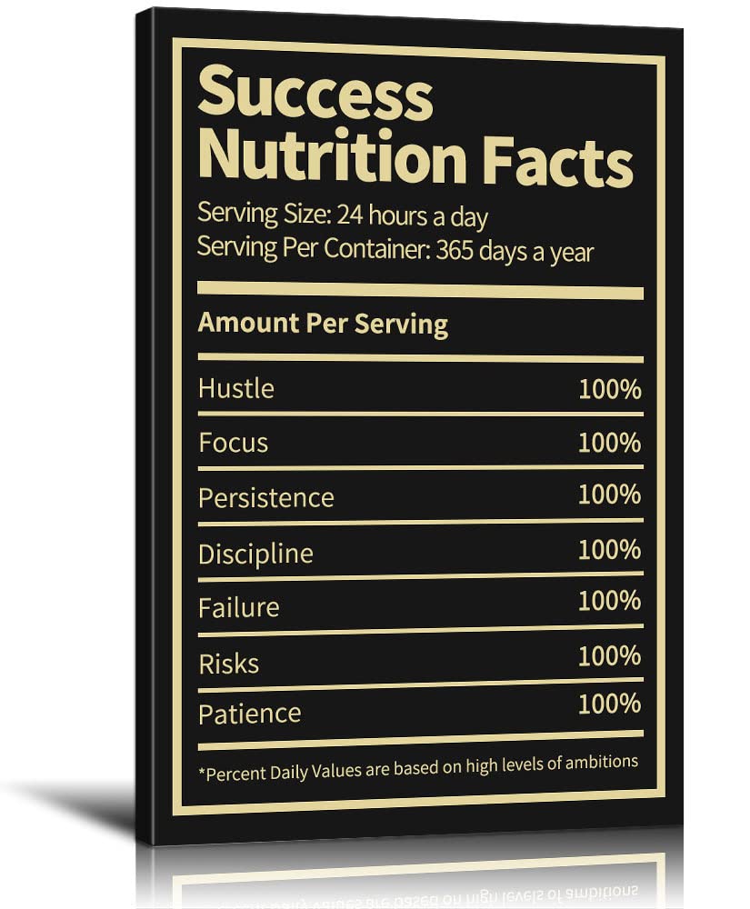 Motivational Success Nutrition Facts Poster - Inspirational Quote Wall Art for Office & Classroom Decor - 28x40 Inches - Perfect for Teens, Home & Work Motivation
