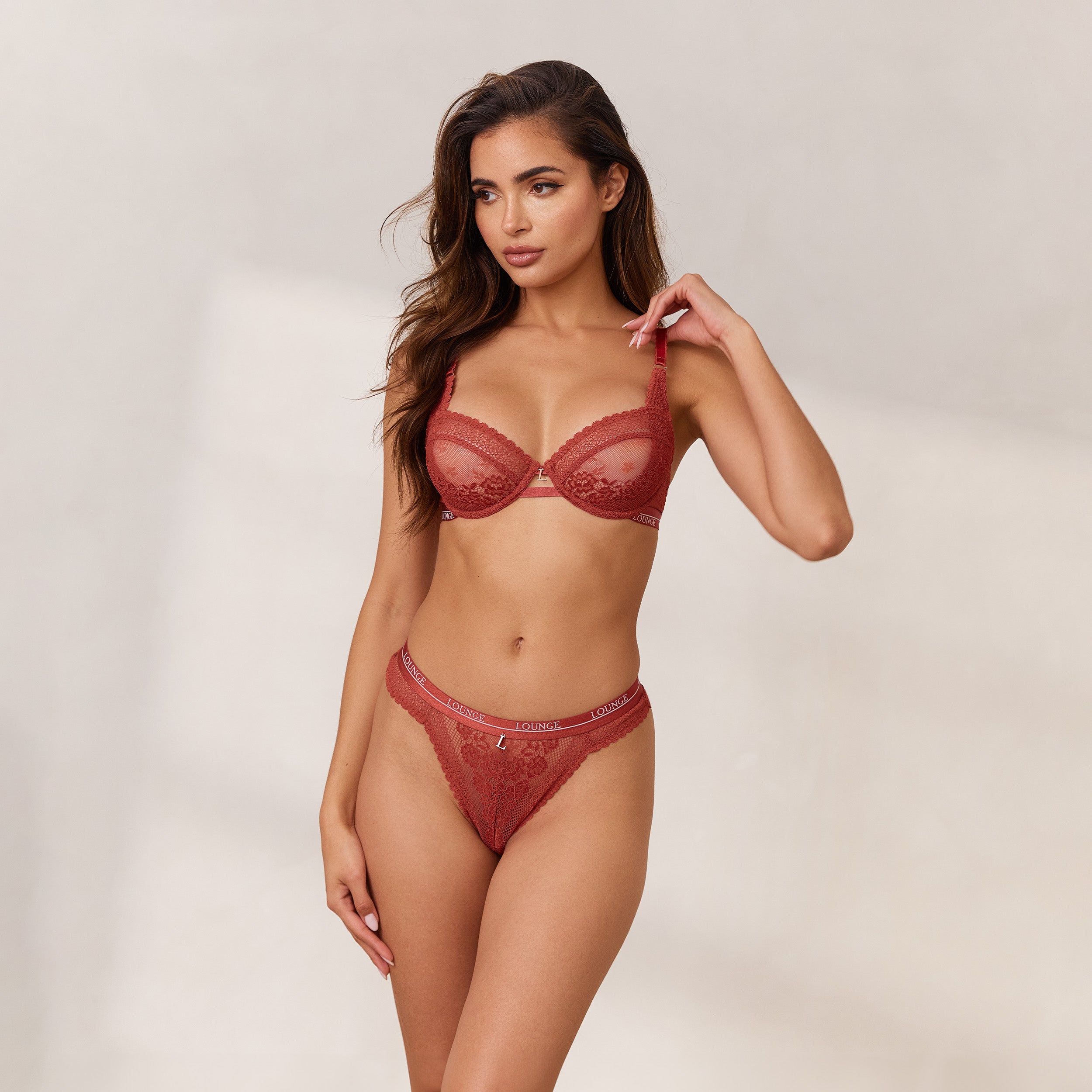 Liberty Balcony Bra - Burnt Red Lace Underwire Push Up Bra for Women, Comfortable & Sexy Lingerie for Date Night & Special Occasions
