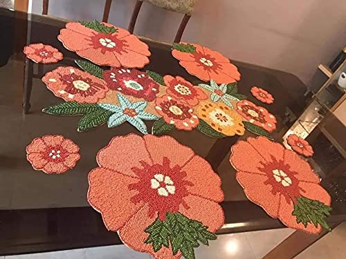 Handmade Beaded Dining Set - 5 Piece Table Runner & 4 Placemats - Boho Kitchen Decor for Farmhouse, Rustic & Modern Dining Rooms - Perfect for Dinner Parties, Holiday Gatherings & Home Styling