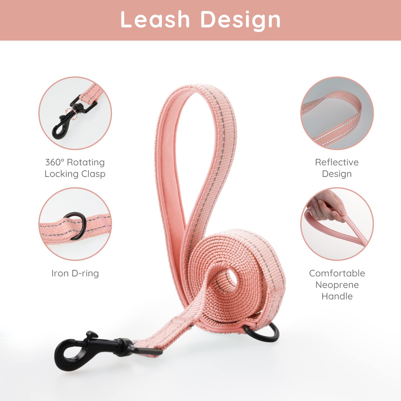 BELLA & PAL Small Dog Harness and Leash Set - No Pull Step-in Vest Harness for Puppies & Extra Small Dogs - Adjustable Soft Pink Pet Harness for Walking, Training & Outdoor Adventures (XS)