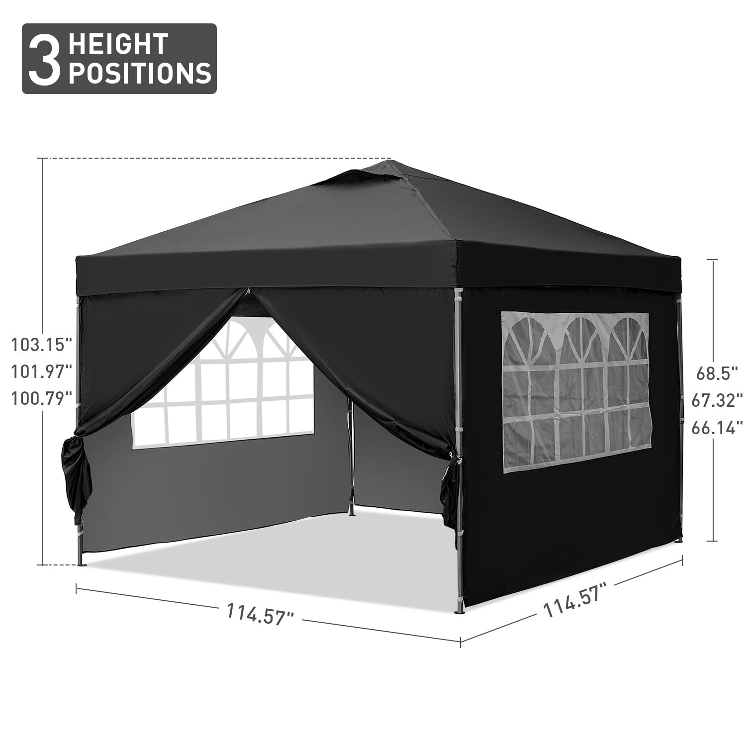 GDY 10x10ft Pop-up Paint Tent with Sidewalls - Portable Instant Shelter Canopy for Outdoor Painting, Camping & Events - Black