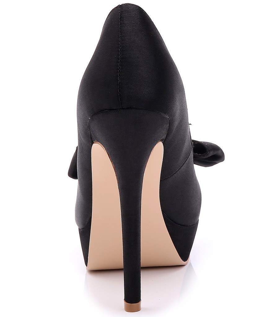 YooPrettyz Women's Oversized Bow Satin Wedding Heels - Elegant Bridesmaid & Evening Pumps for Special Occasions, Parties & Formal Events