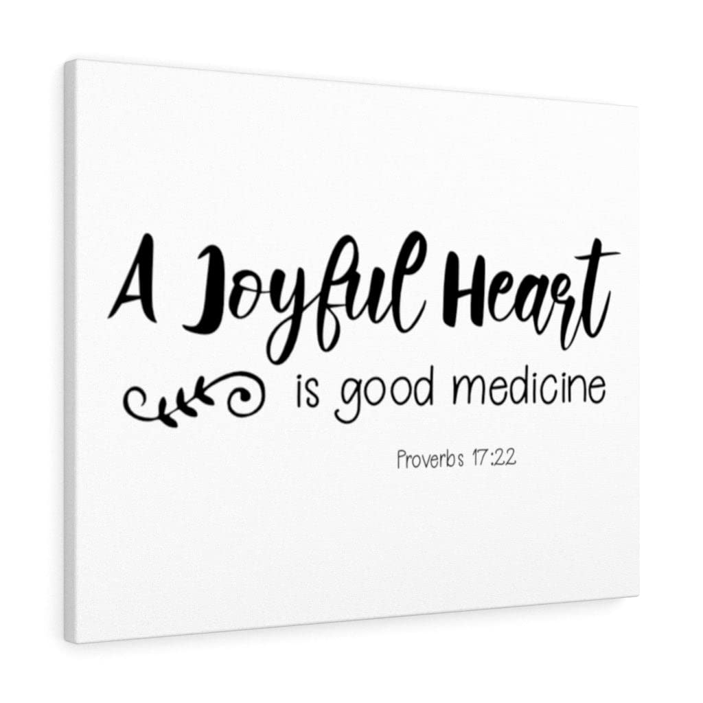 Christian Wall Art with Bible Verse - Proverbs 17:22 Scripture Print for Home Decor | Inspirational Gift for Weddings, Housewarming & Church | Ready to Hang Joyful Heart Wall Decor