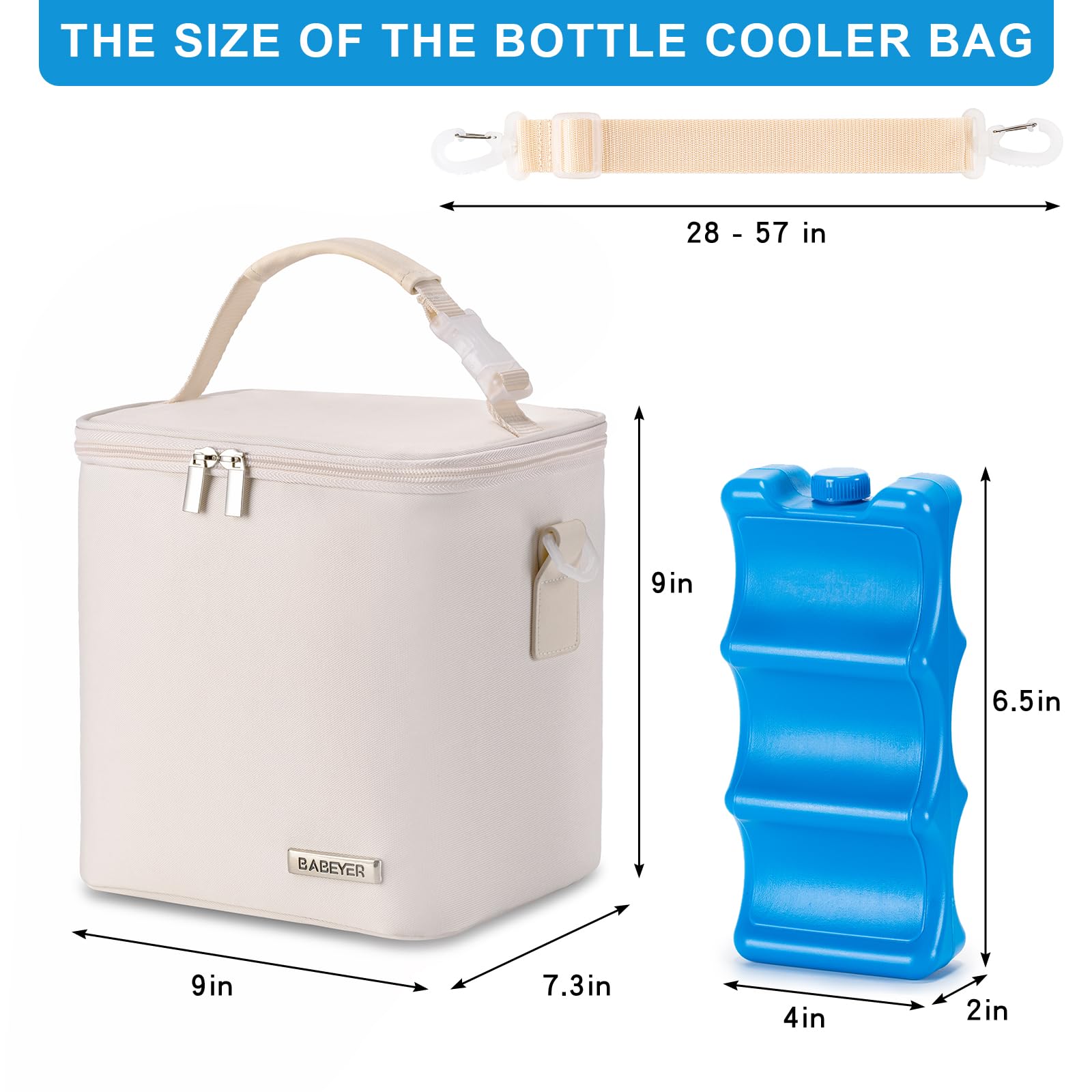 Premium Insulated Breastmilk Cooler Bag with Ice Pack - Holds 6 Baby Bottles (Up to 9oz) | Convenient Shoulder Strap for Nursing Moms | Perfect for Daycare, Work & Travel | Cream Color