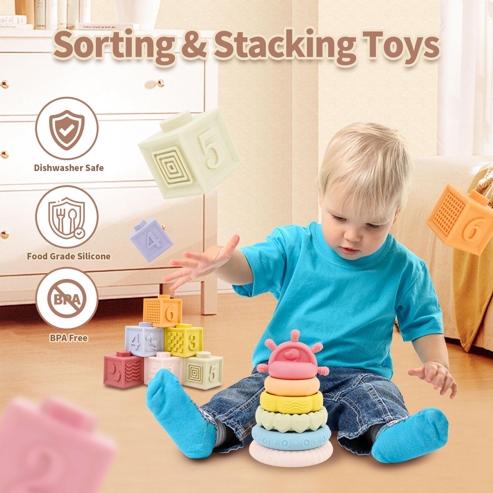 Montessori Baby Toys Set for 6-18 Months - 8-in-1 Educational Sensory Learning Toys for Toddlers | Perfect Infant Gifts for Boys & Girls | Ideal for Early Childhood Development & Playtime Activities