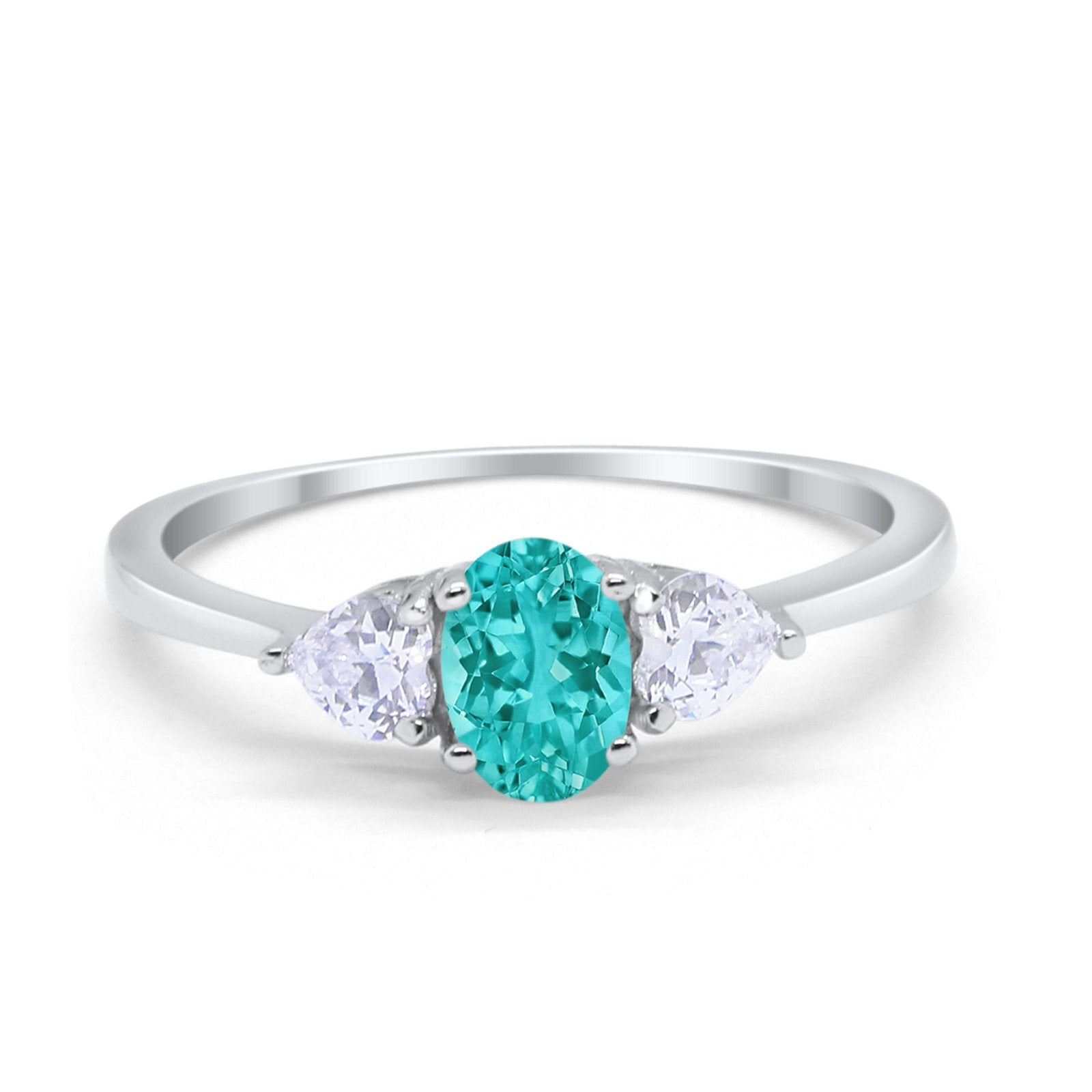 3 Stone Oval Promise Ring - 925 Sterling Silver with Simulated Cubic Zirconia - Elegant Fashion Jewelry for Women - Perfect for Anniversaries, Engagements & Special Occasions