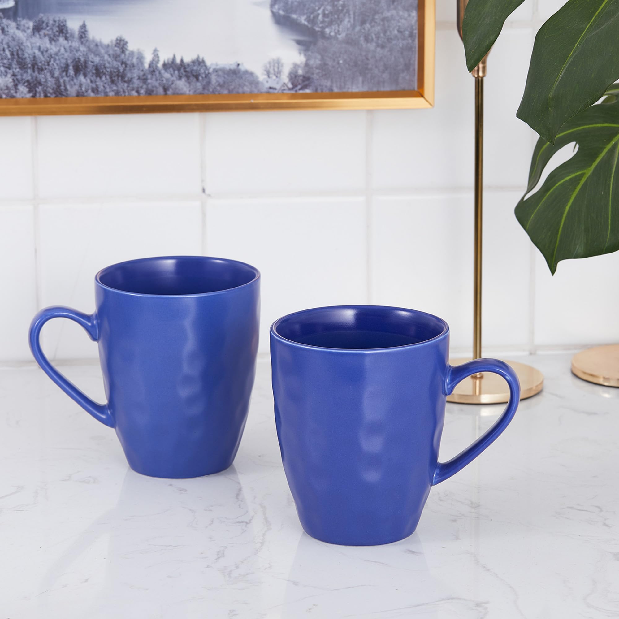 Stone Lain Clara 16-Piece Porcelain Dinnerware Set in Blue - Elegant Tableware for Everyday Dining, Dinner Parties & Special Occasions