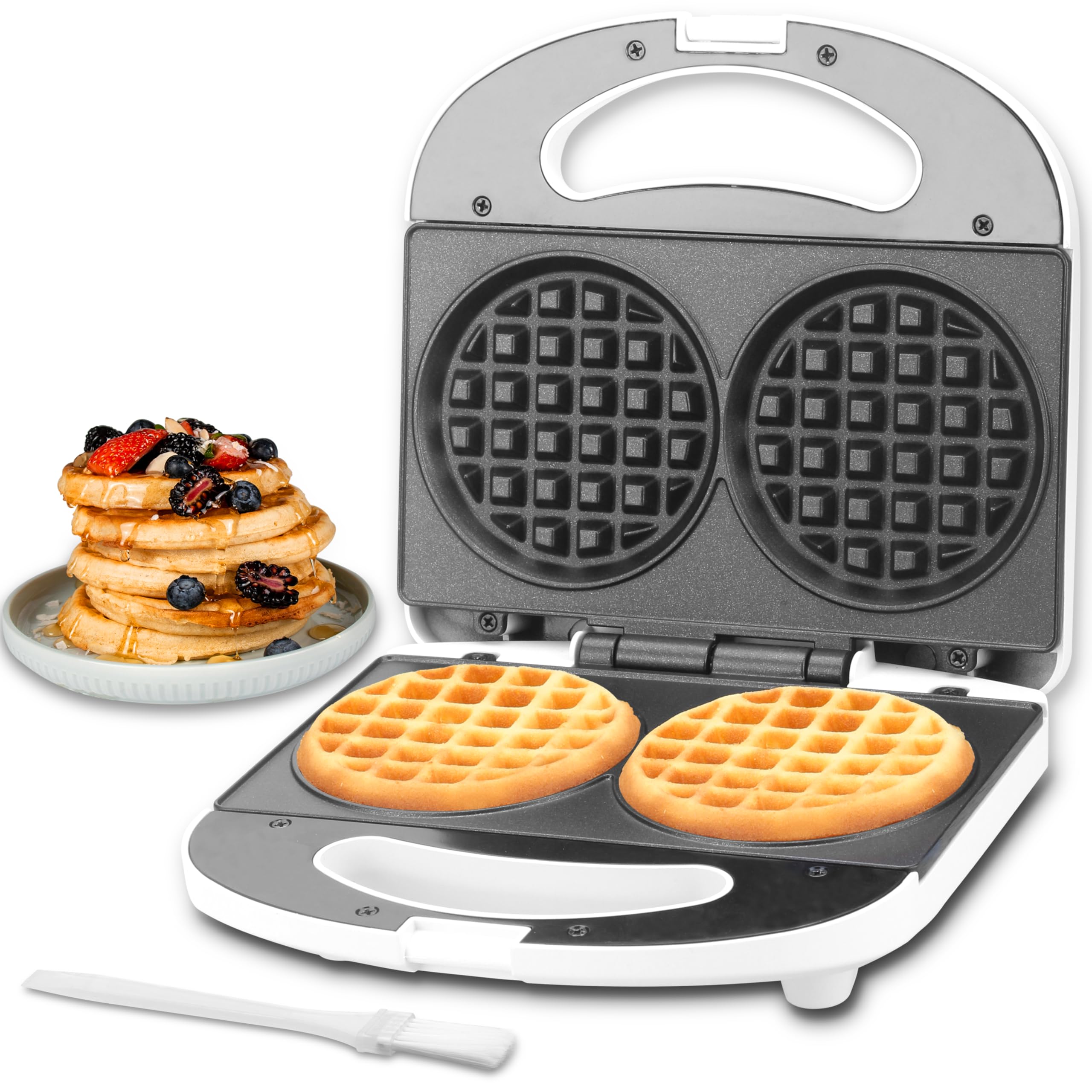Double Mini Waffle Maker - 4 Inch Electric Chaffle Maker for Keto Waffles, Hash Browns & Cookies | Perfect for Keto Diet, Breakfast & Snacks | Compact & Non-Stick Waffle Iron