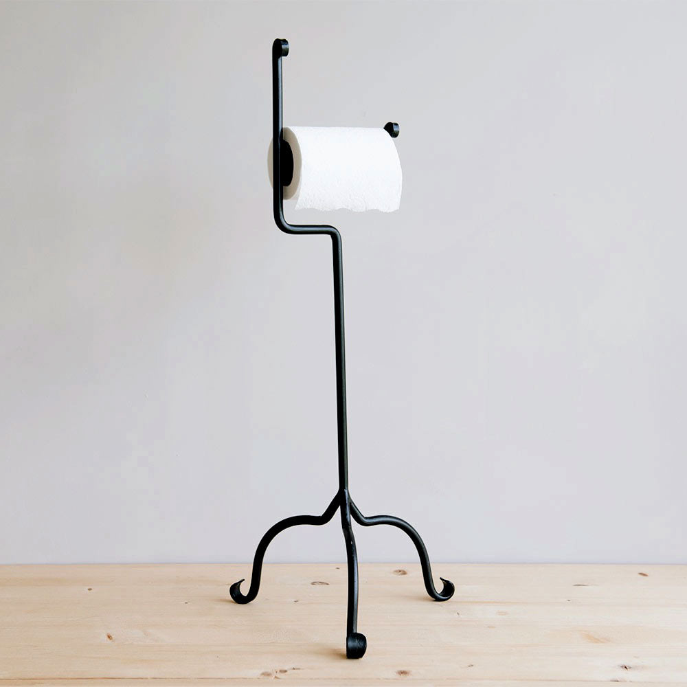 Sturdy Standing Iron Toilet Paper Holder - Bathroom Tissue Roll Stand with Heavy Duty Base - Perfect for Home, Office, and RV Use