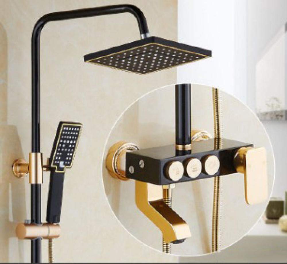 Premium Black & Gold Shower Panel Set with Rainfall Faucet - Modern Bathroom Faucets & Taps for Luxury Spa Experience - Perfect for Master Bathroom Renovation & Hotel Style Upgrade