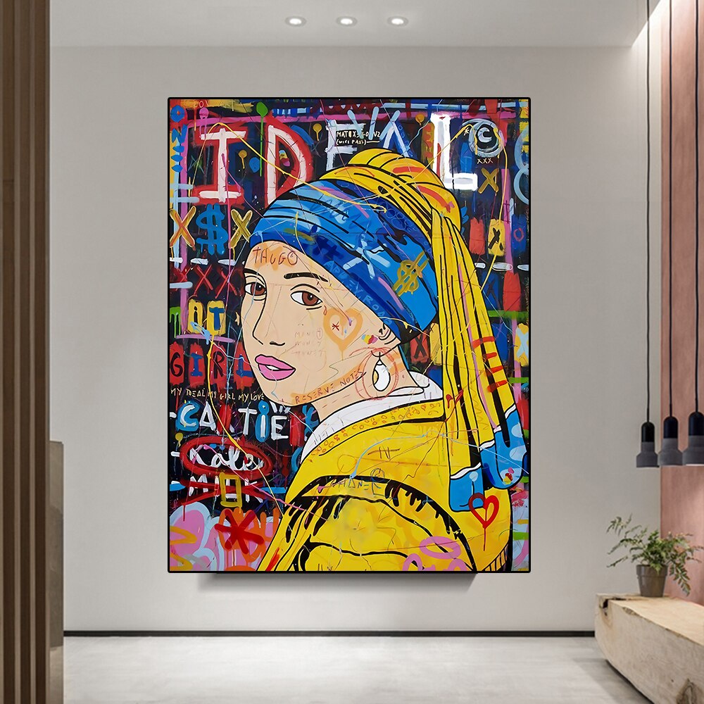 Banksy Milkmaid Canvas Wall Art - Authentic Street Art Print for Home & Office Decor | Perfect for Living Room, Bedroom & Gallery Walls