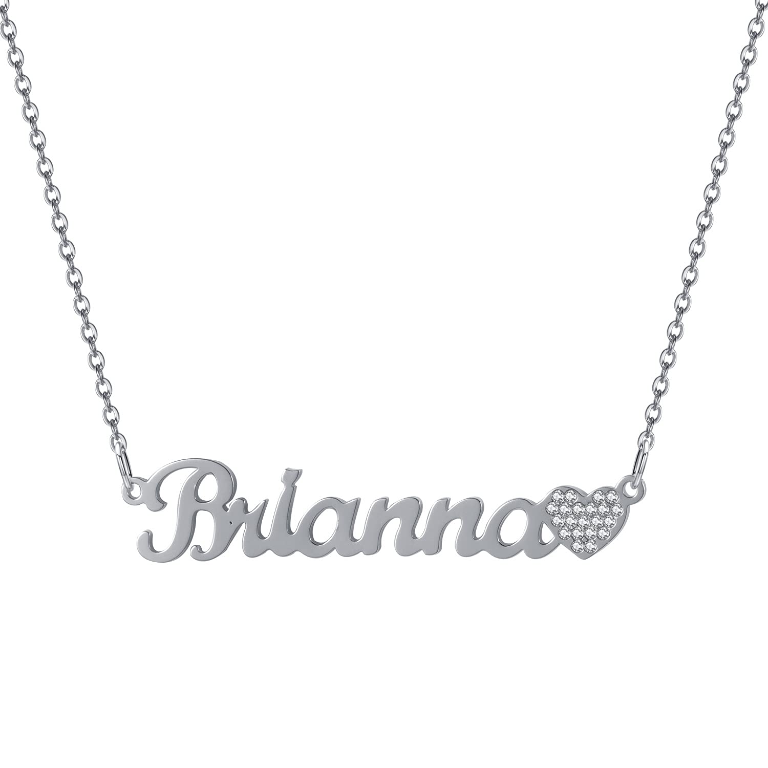Personalized Name Necklace for Women - Custom Heart Nameplate with Zircon Letters in Stainless Steel Jewelry | Perfect Gift for Birthday, Anniversary & Valentine's Day
