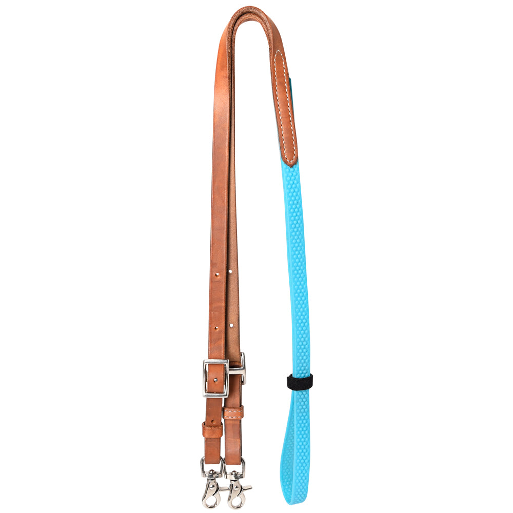 8 Ft Hilason Western Leather Horse Reins with Rubber Grip - Durable Barrel Racing Split Reins for Training & Competition (Perfect for Rodeo, Trail Riding & Equestrian Sports)