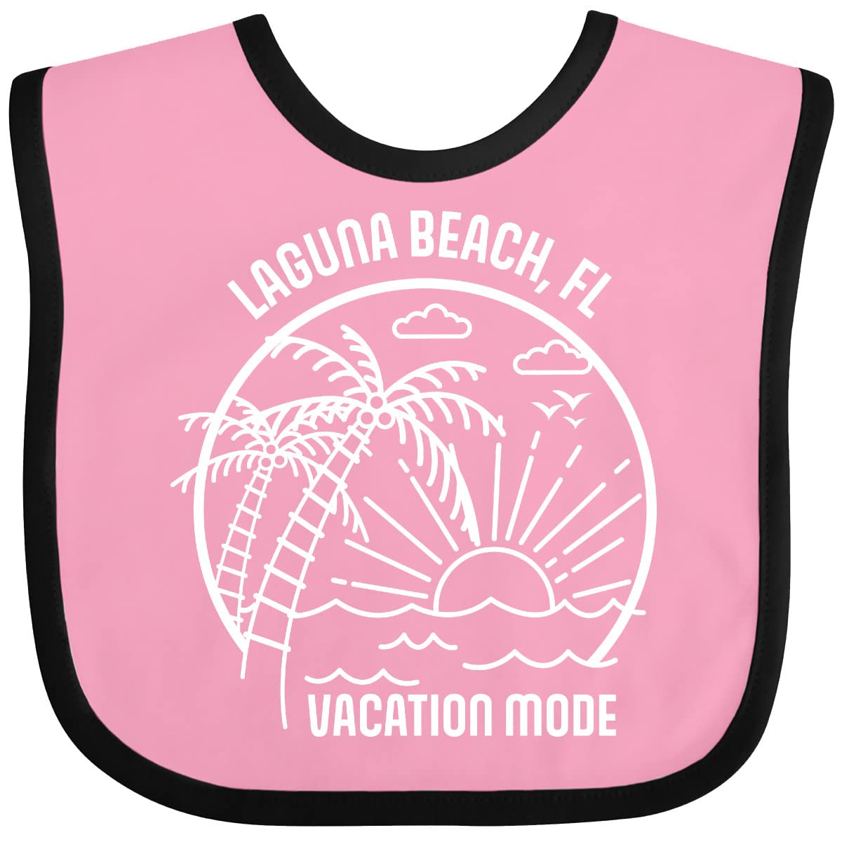 Inktastic Summer Vacation Mode Laguna Beach Florida Baby Bib - Soft Cotton Drool Bib for Infants & Toddlers - Perfect for Beach Trips, Travel, and Everyday Use
