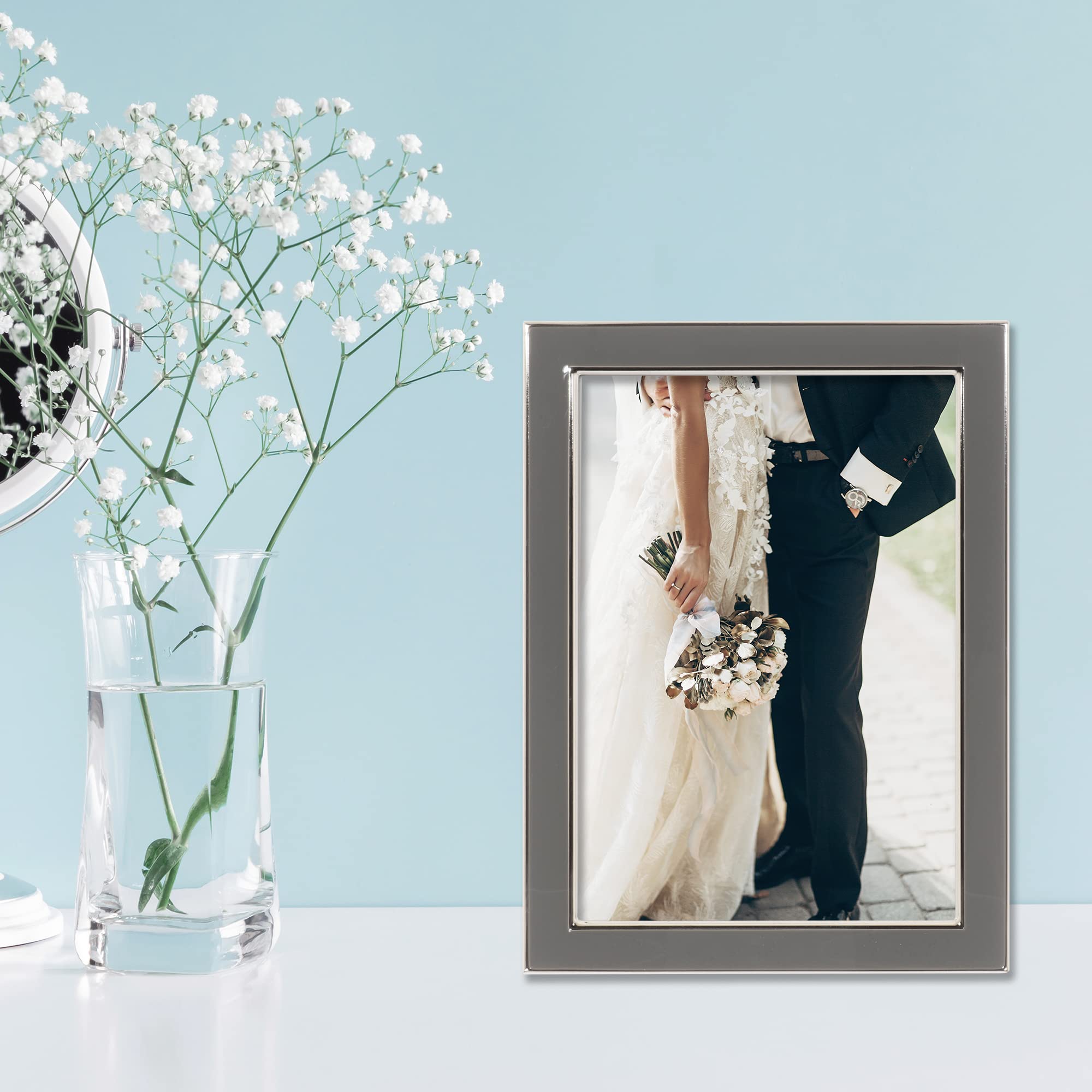 Lawrence Frames 5x7 Gray Metal and Enamel Picture Frame - Perfect for Home Decor, Office Display & Photo Gifts
