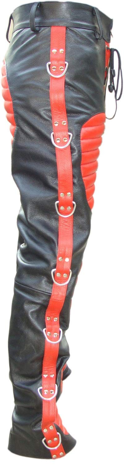 Men's Genuine Cow Leather Pants - Heavy Duty Biker Jeans for Motorcycle Riding & Nightlife | Punk Rock Fashion, Gay Pride Outfits & Club Wear | Durable Bondage Style Trousers for Everyday Streetwear