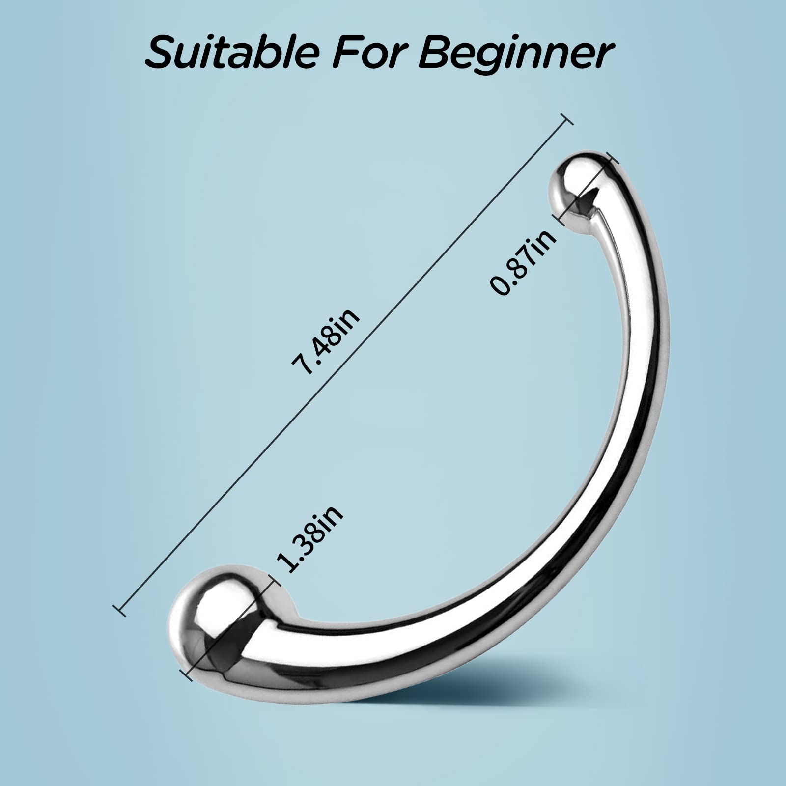Double-Ended Dildo for G-Spot & Anal Stimulation - 17oz Solid Metal Curved Sex Toy for Couples - Perfect for Solo Play, Partner Exploration & Fetish Scenes